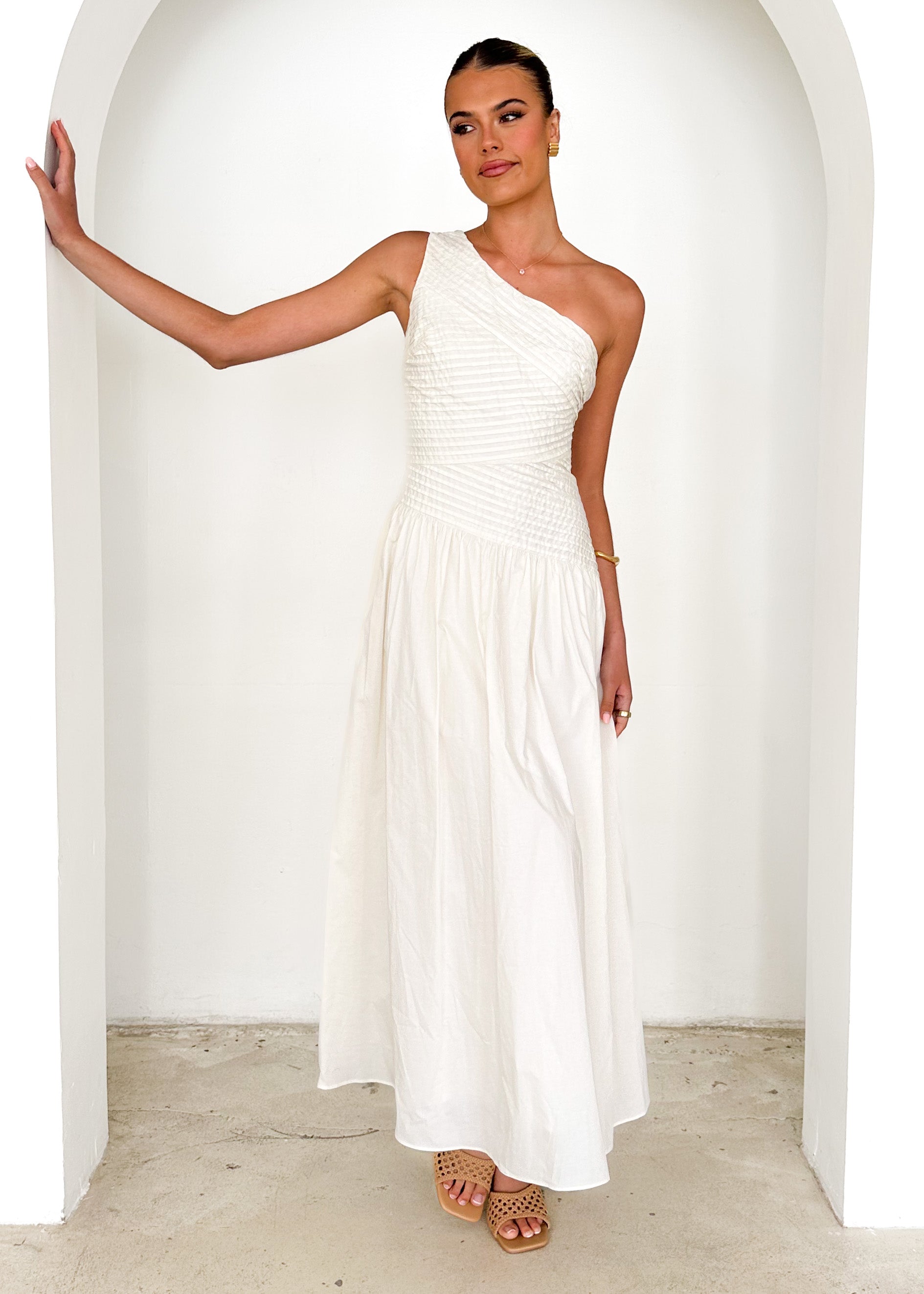 Tazzy One Shoulder Maxi Dress - Cream