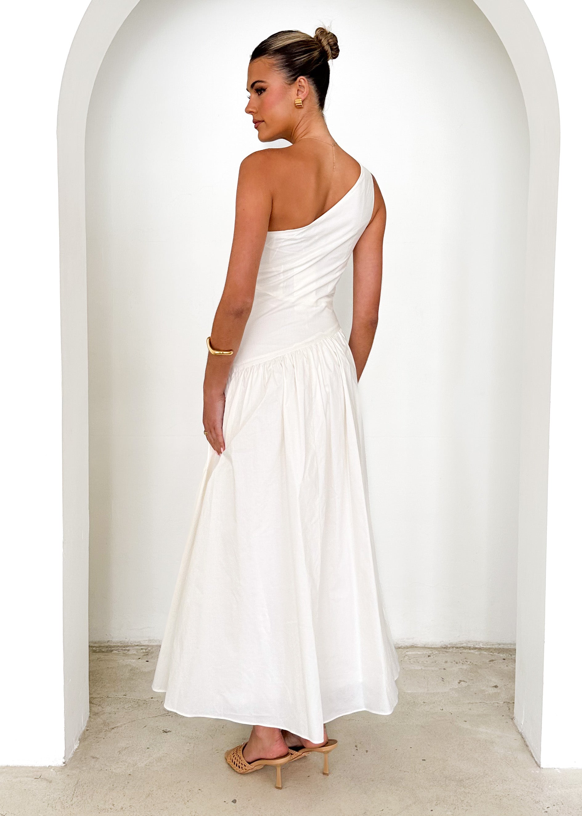 Tazzy One Shoulder Maxi Dress - Cream