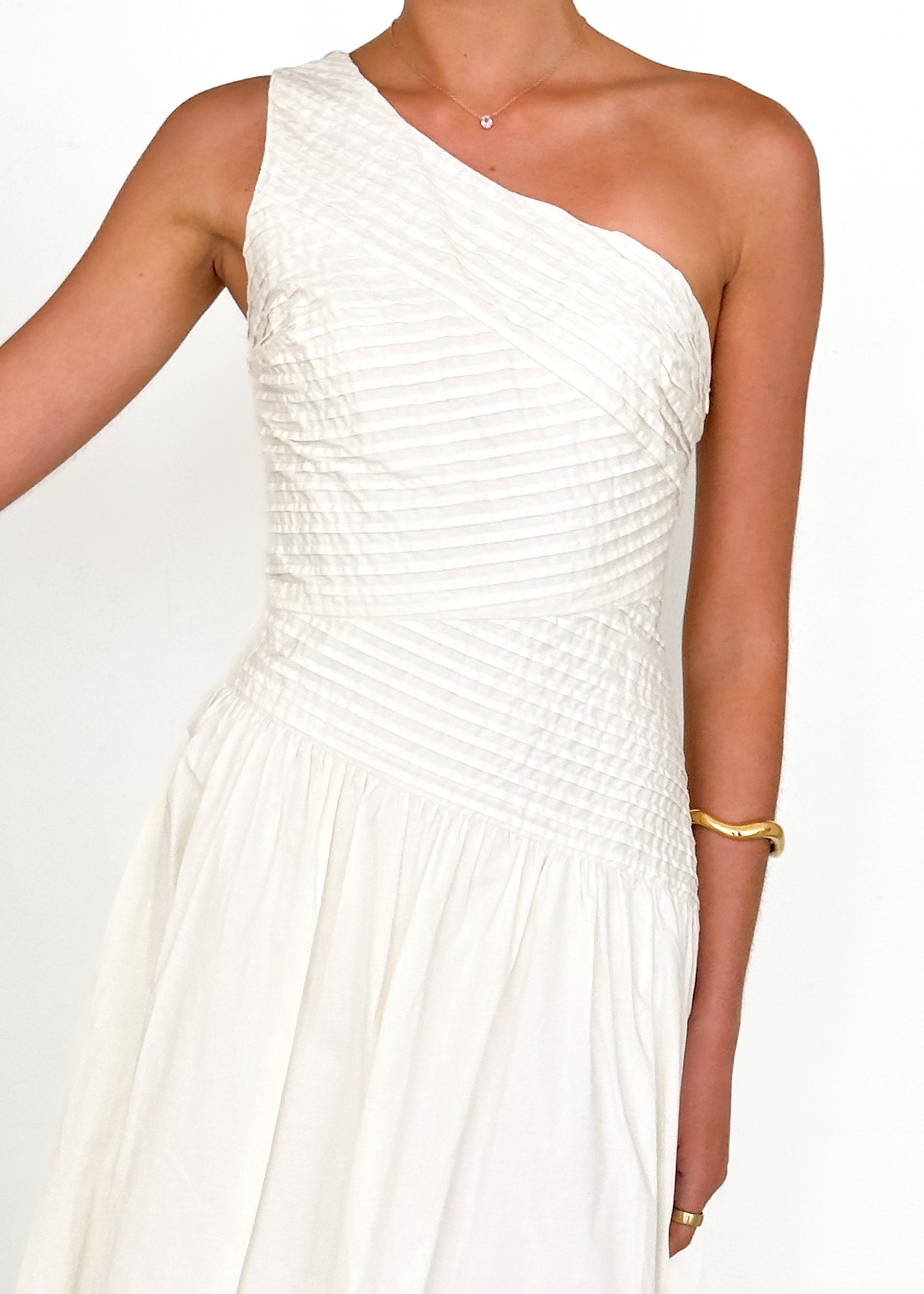 Tazzy One Shoulder Maxi Dress - Cream