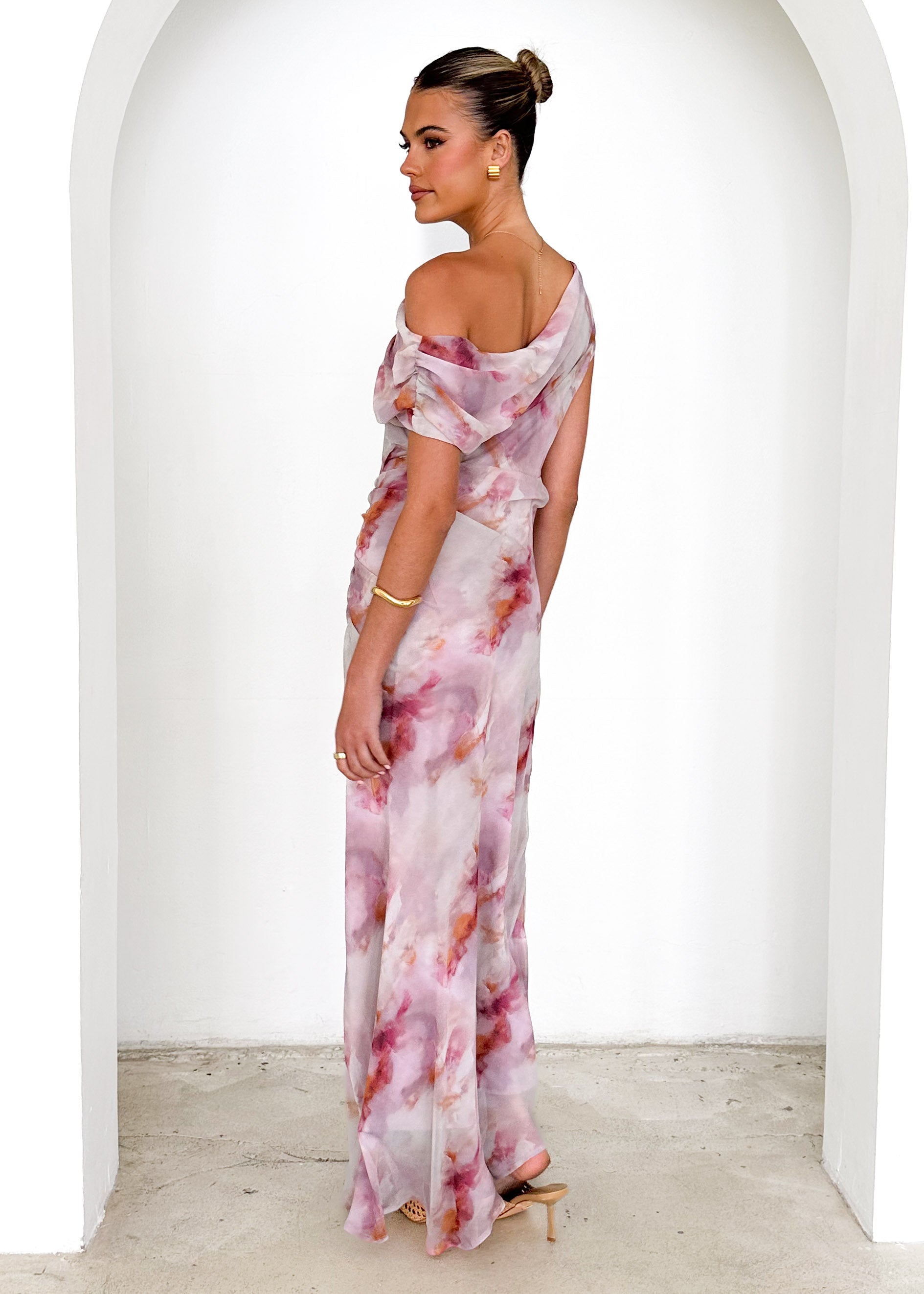 Flirtini One Shoulder Maxi Dress - Blush Splash