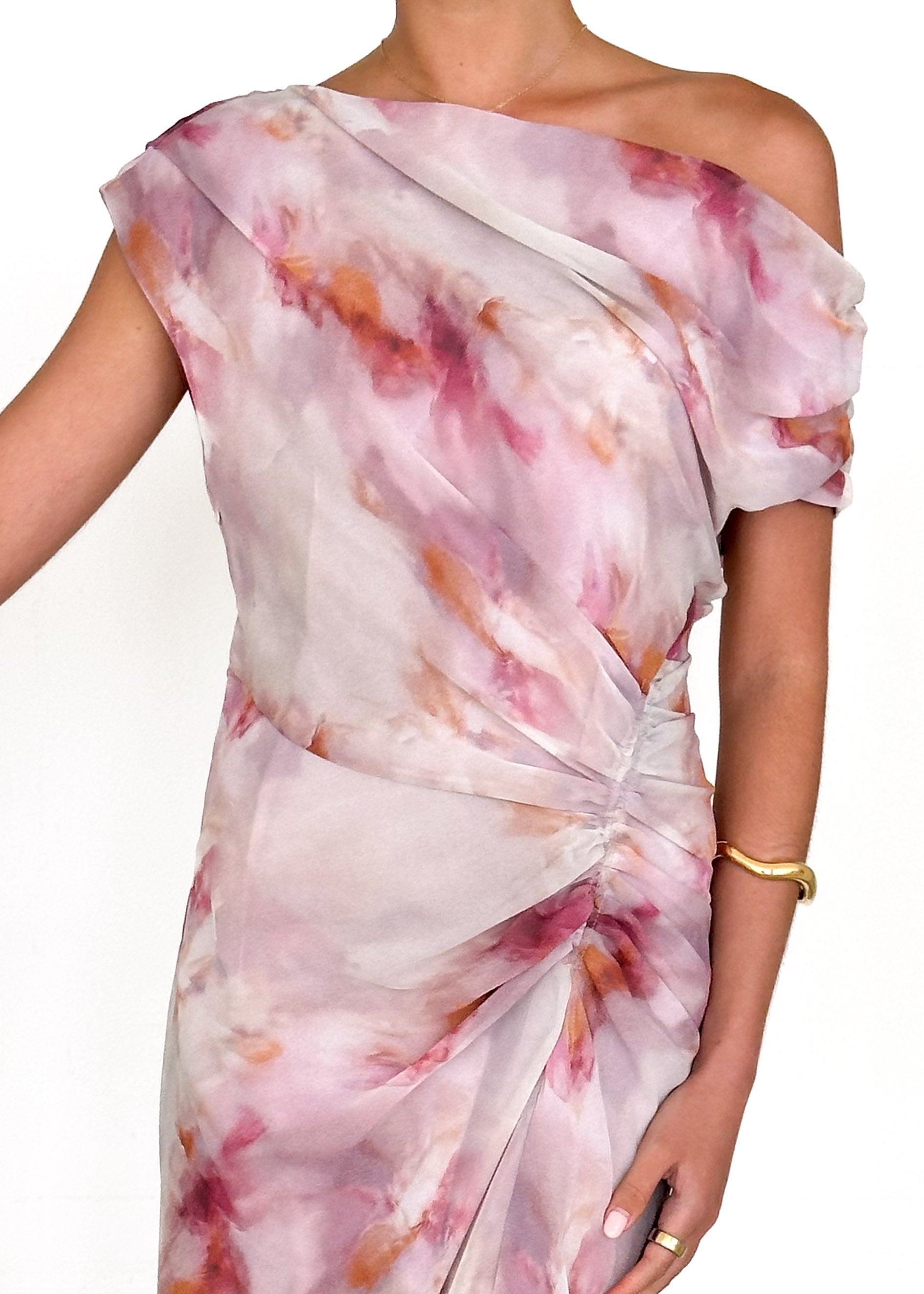 Flirtini One Shoulder Maxi Dress - Blush Splash