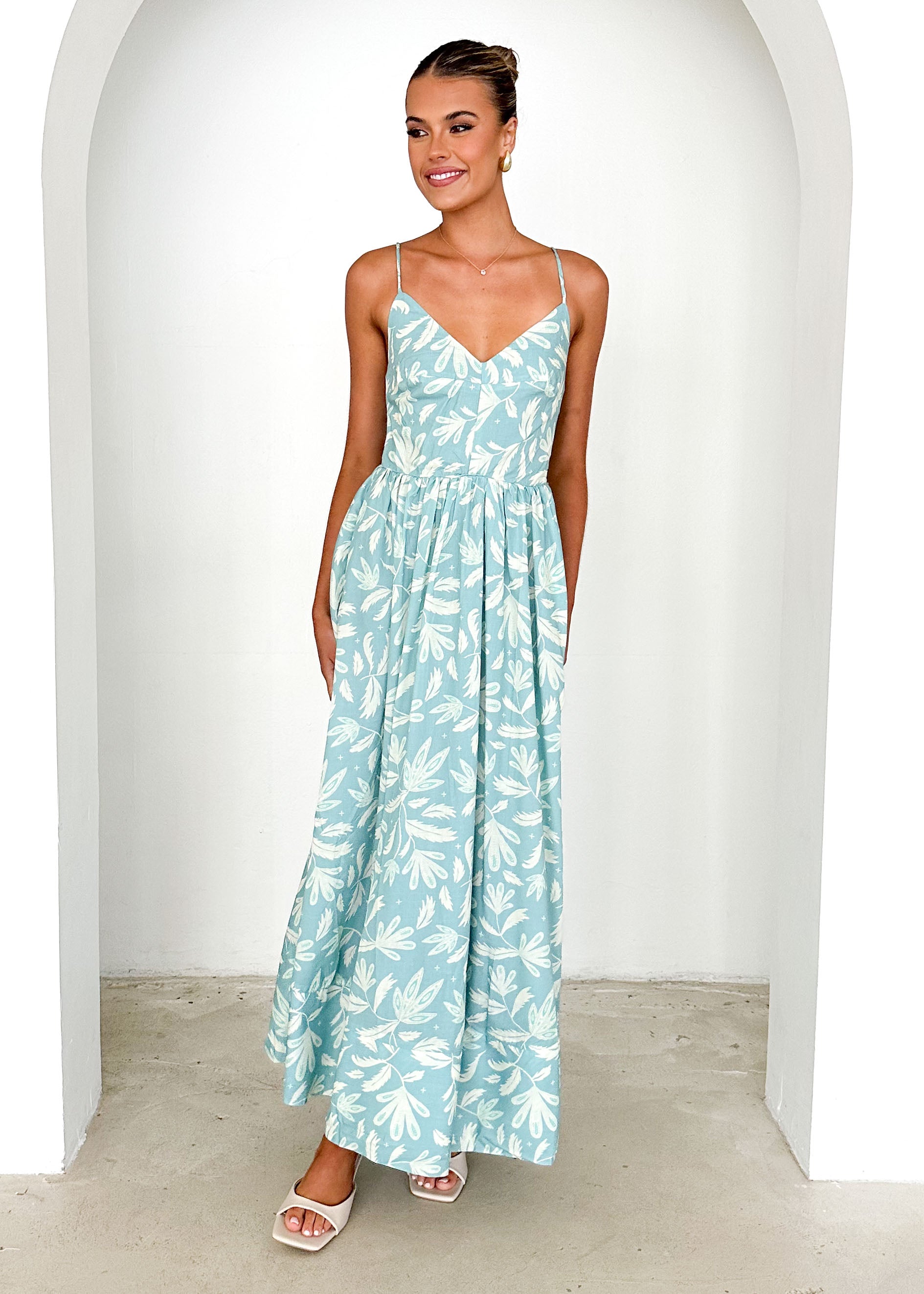 Madrid Maxi Dress - Blue Abstract