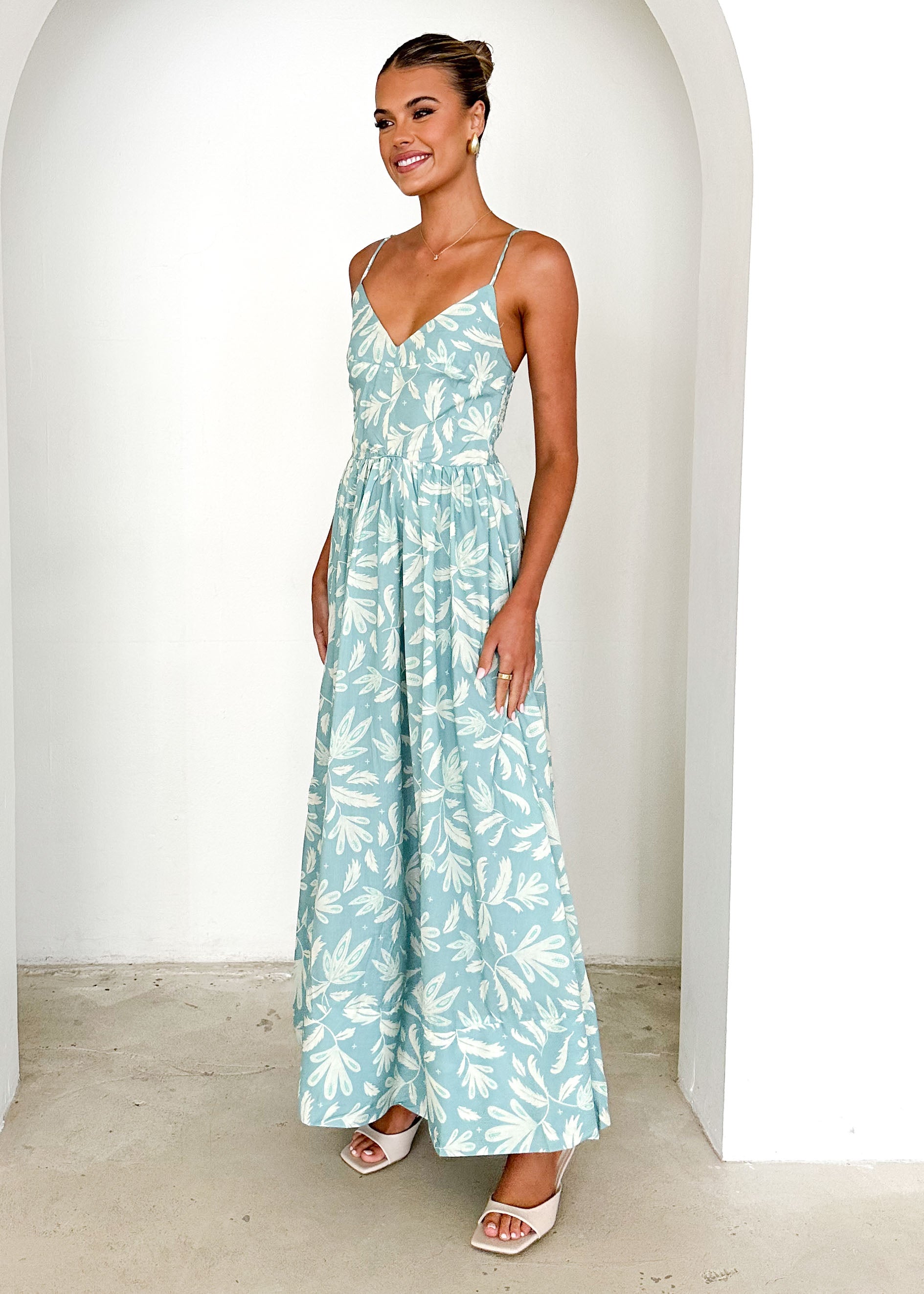 Madrid Maxi Dress - Blue Abstract