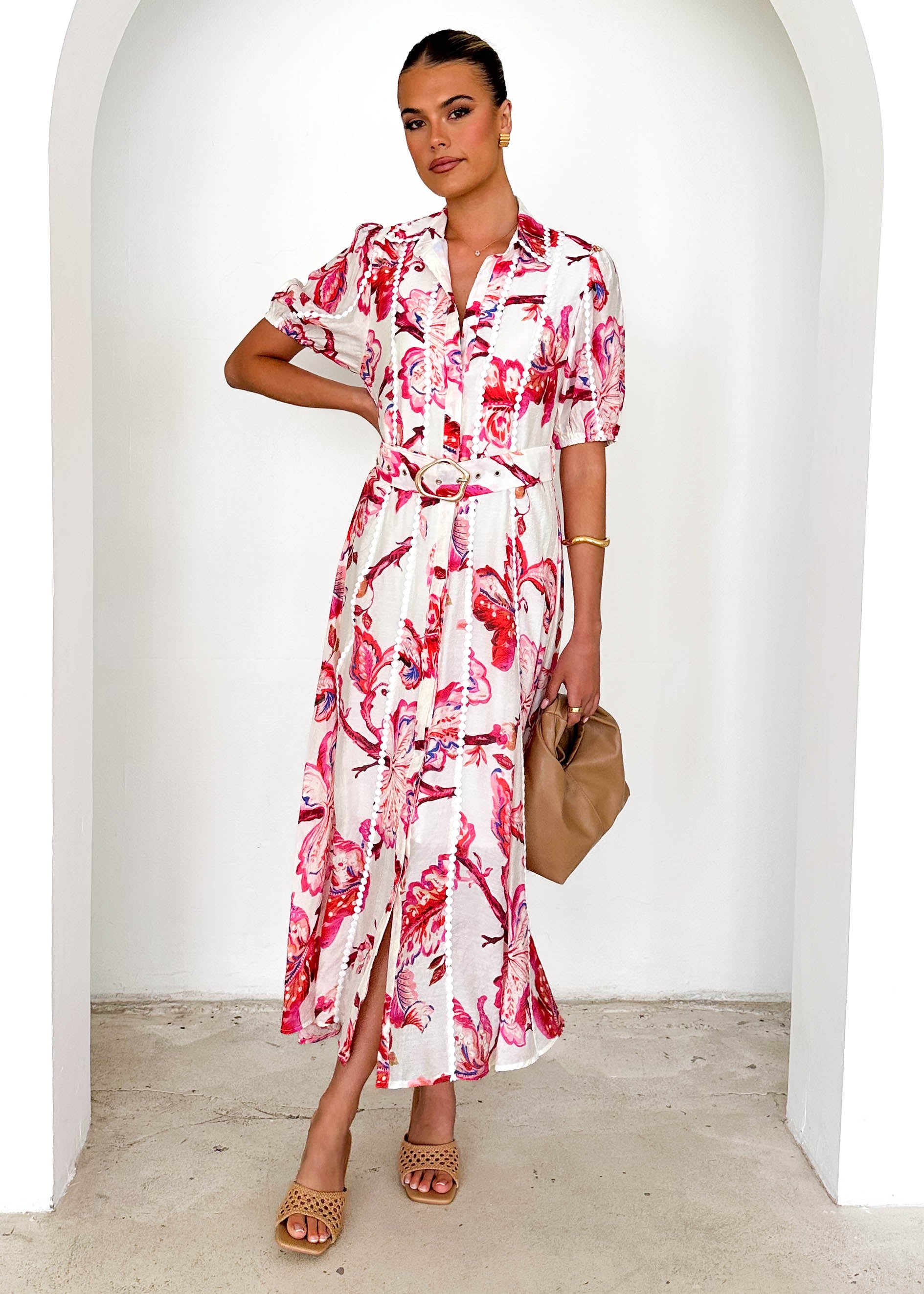 Mannia Maxi Dress - Red Floral