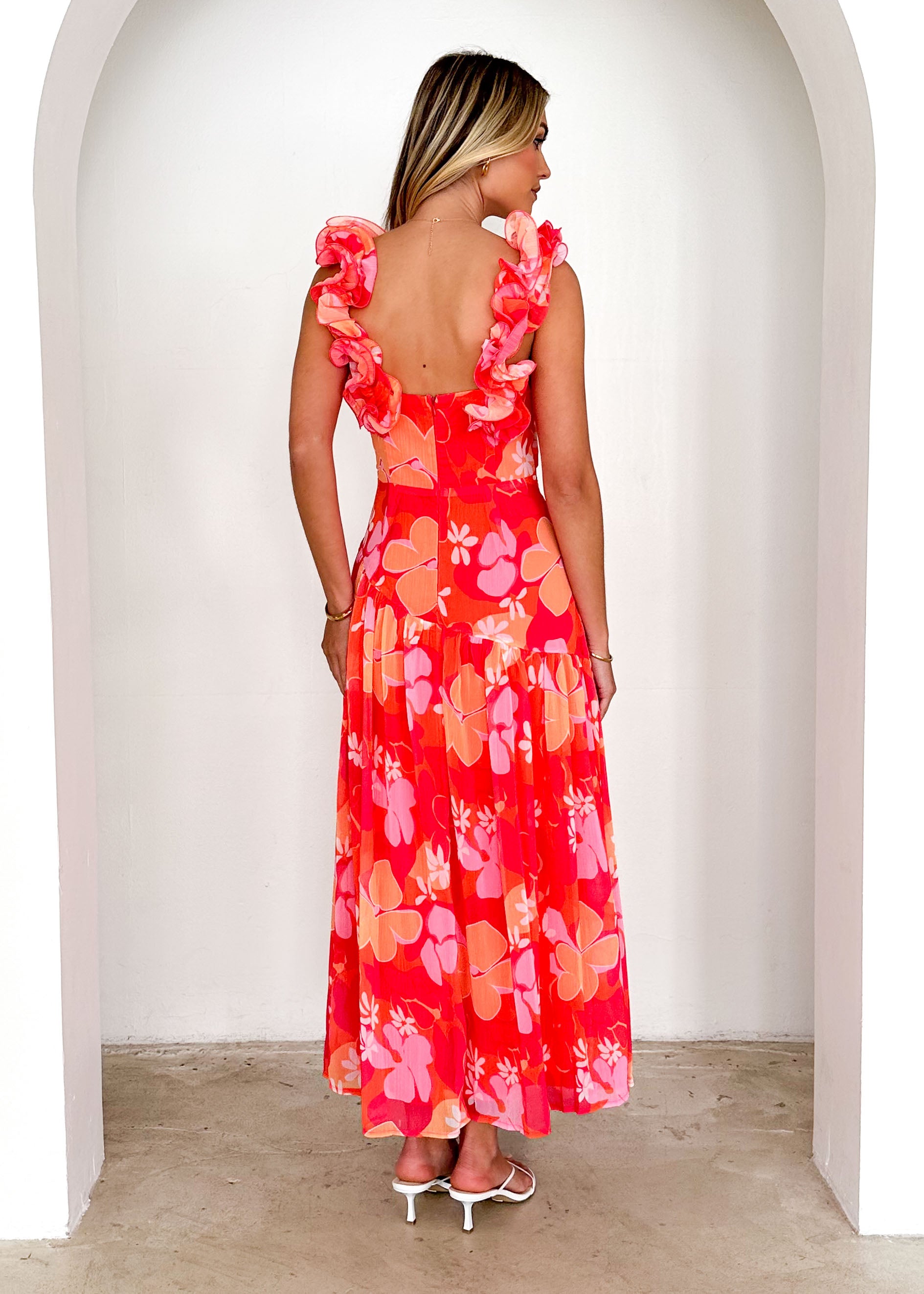 Lucine Maxi Dress - Magenta Flowers