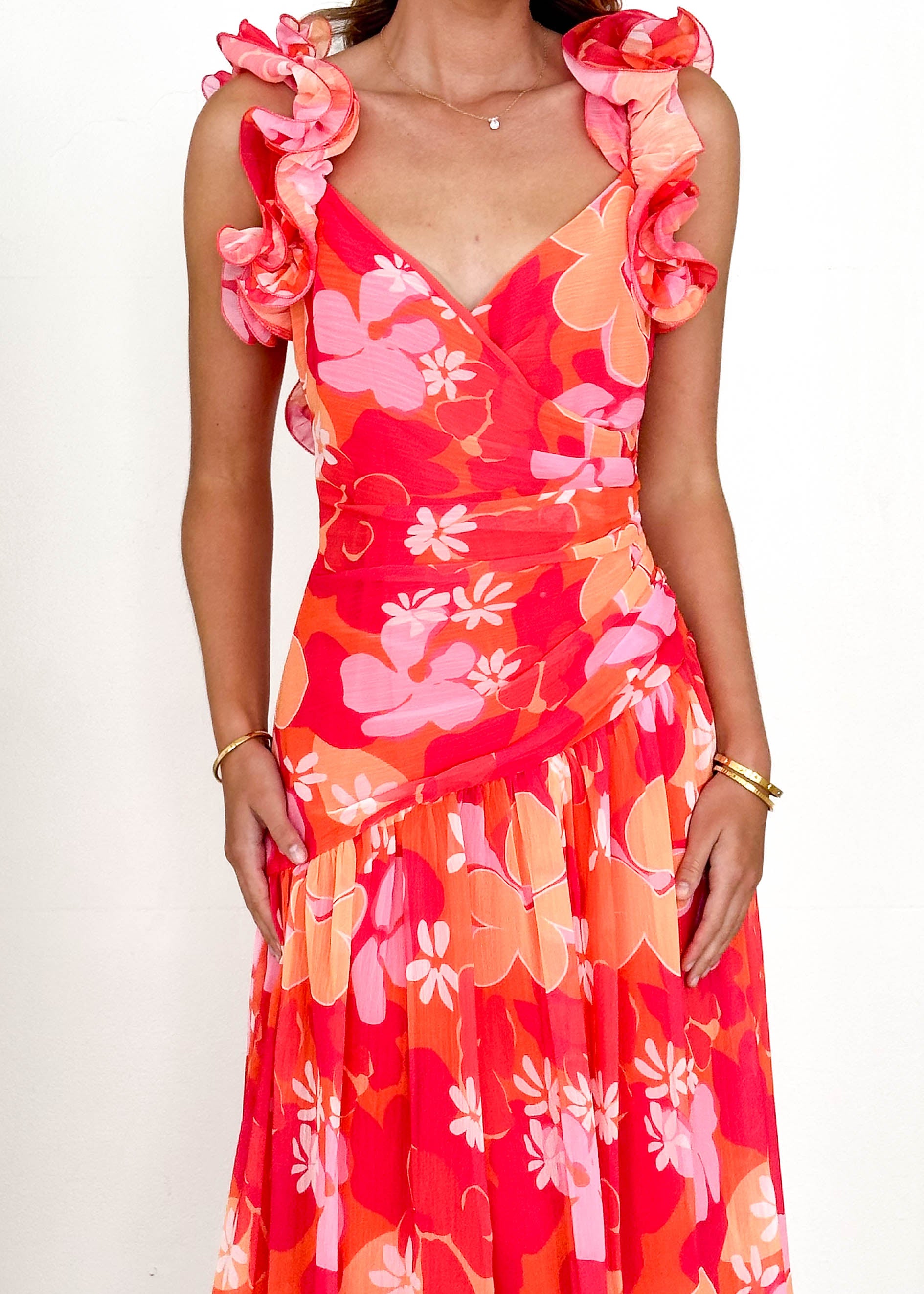 Lucine Maxi Dress - Magenta Flowers