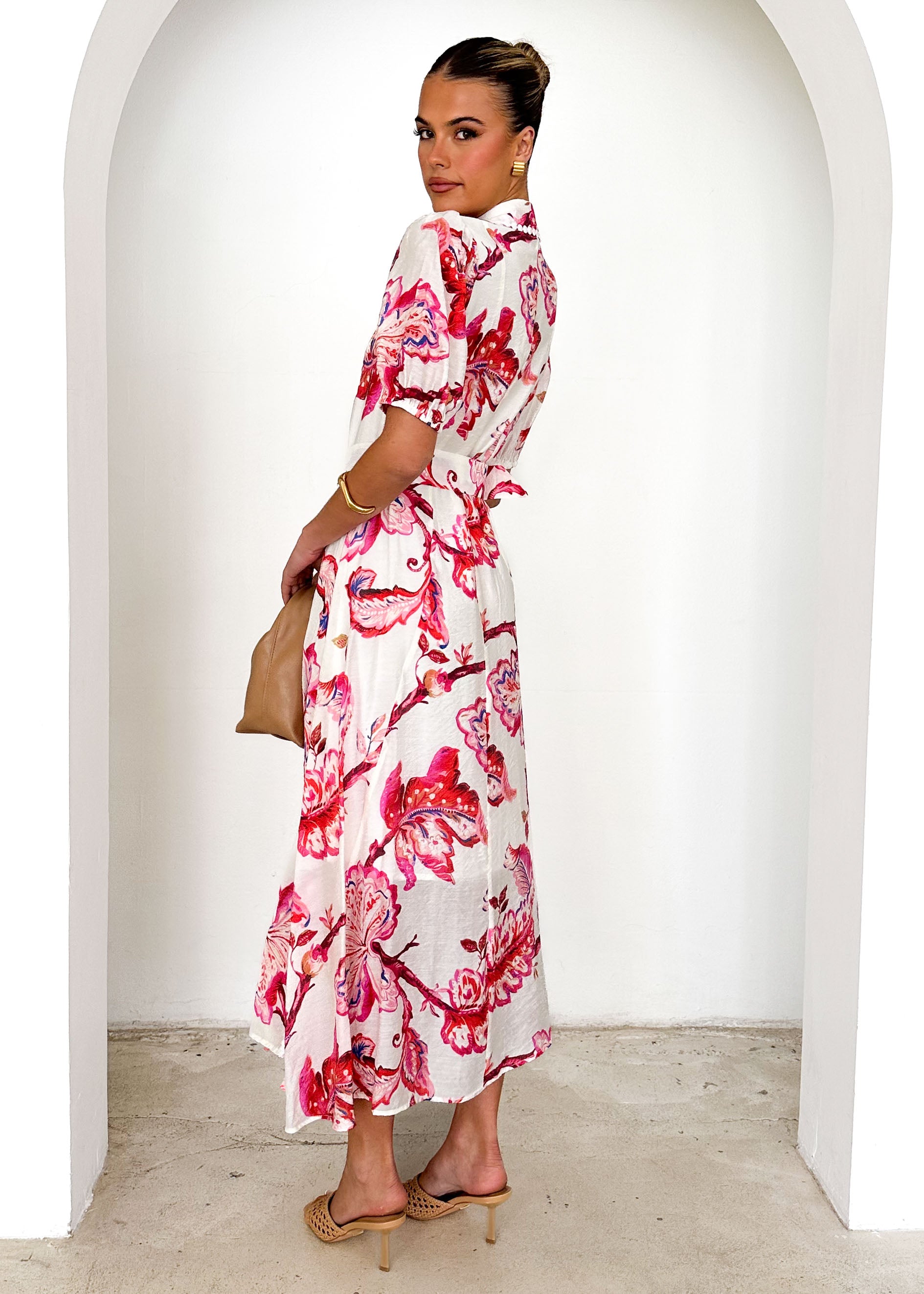 Mannia Maxi Dress - Red Floral