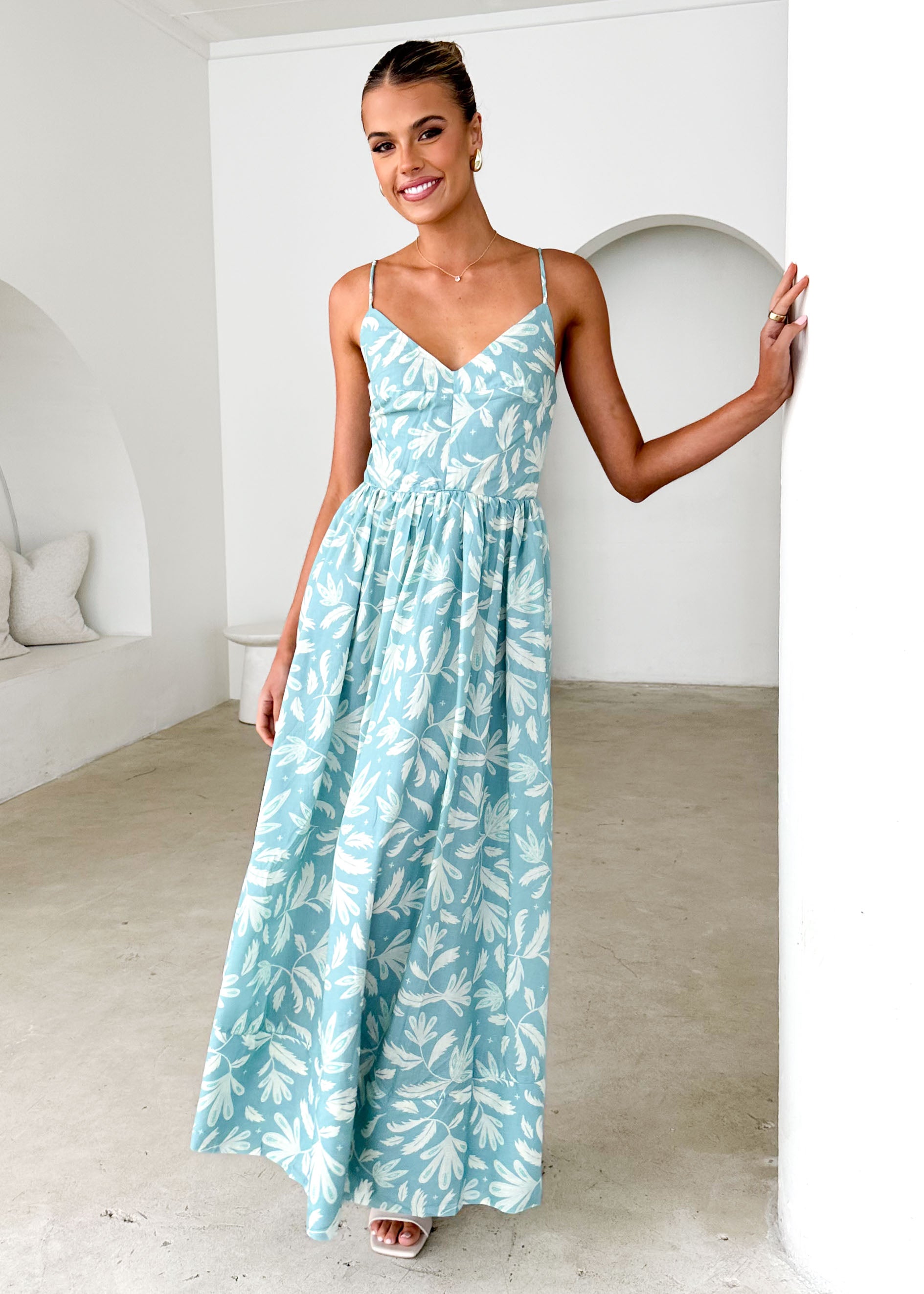 Madrid Maxi Dress - Blue Abstract