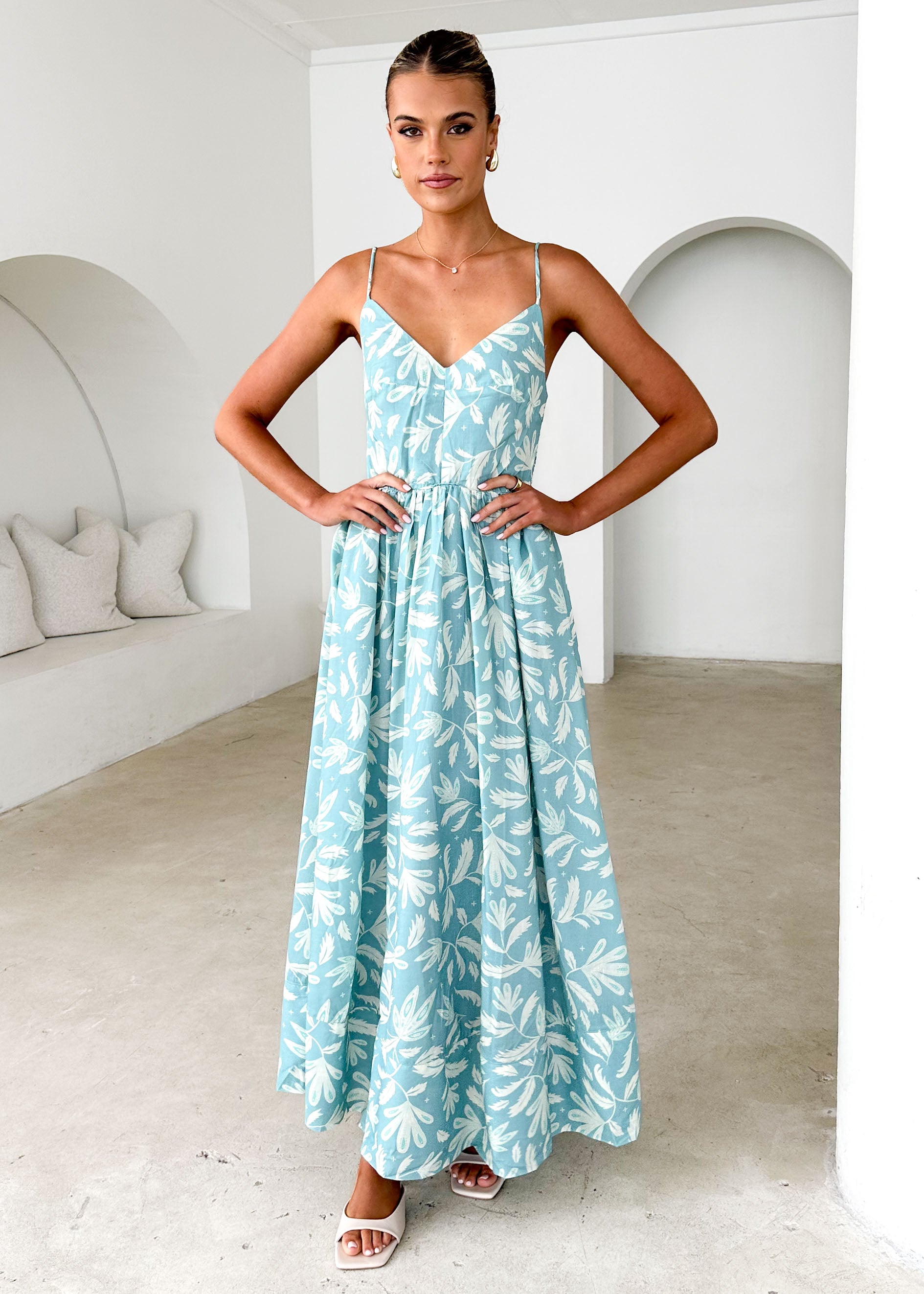 Madrid Maxi Dress - Blue Abstract