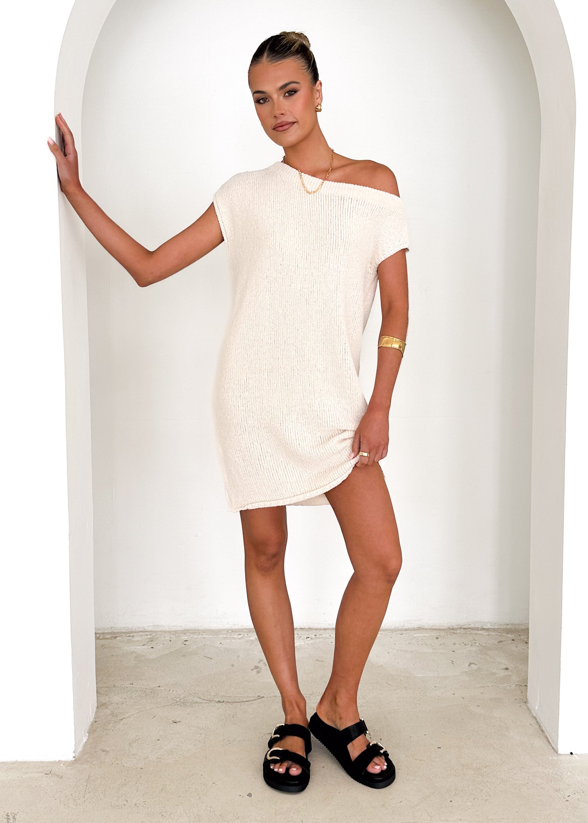 Esjay One Shoulder Dress - Cream