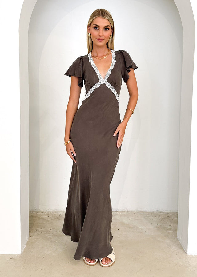 Heyla Cupro Maxi Dress - Warm Grey