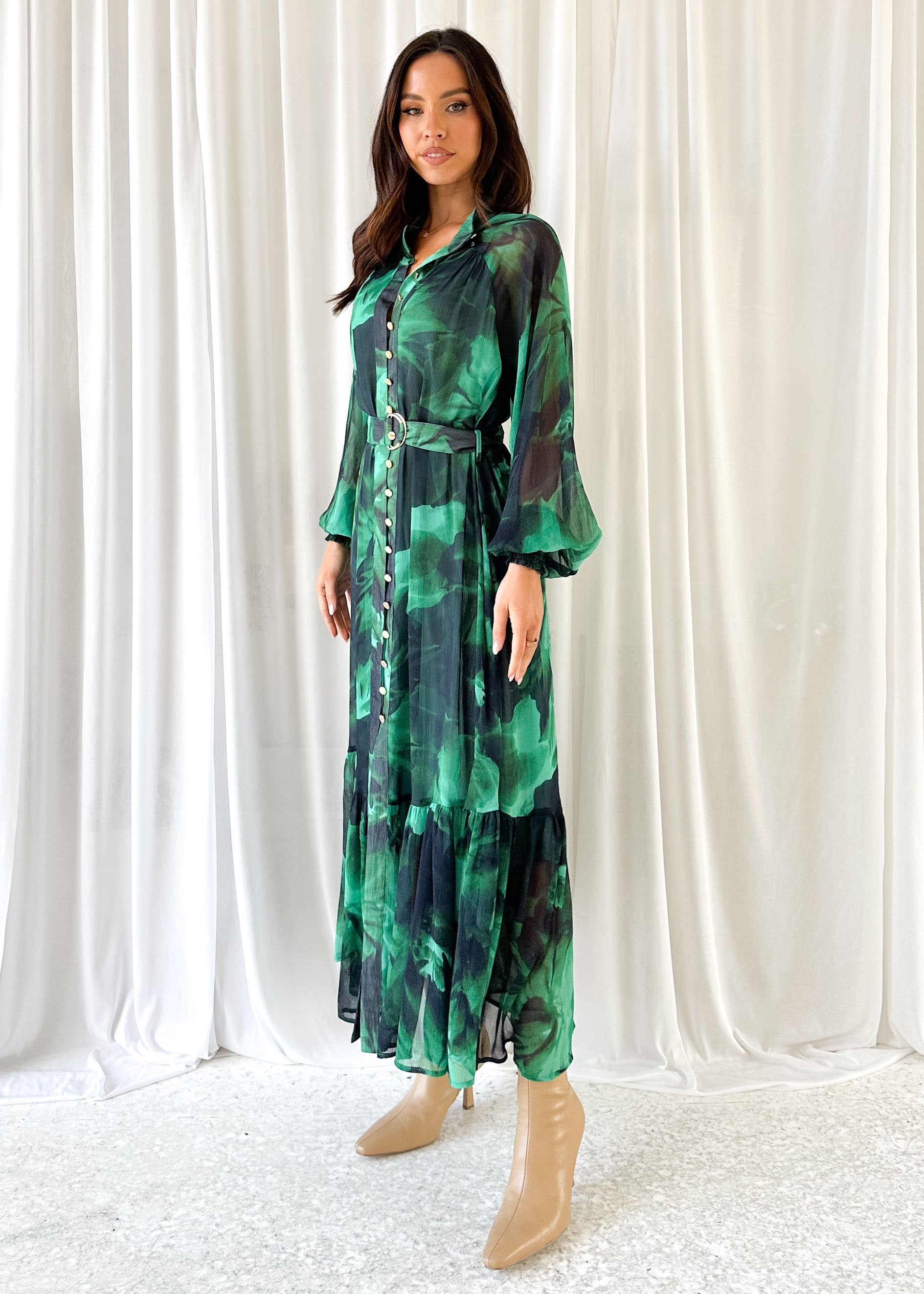 Atlanta Maxi Dress - Emerald Watercolour