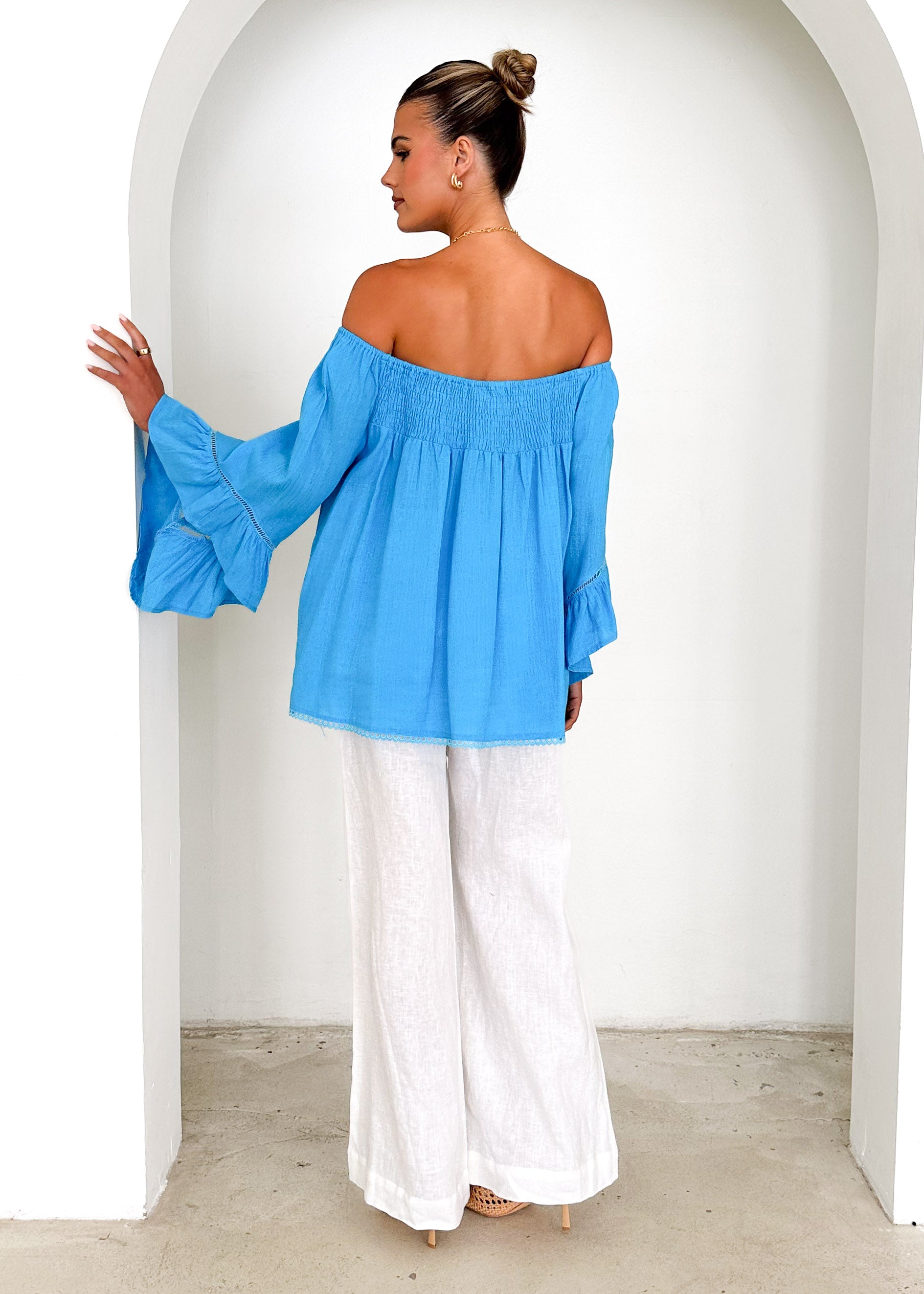 Sugar Night Off Shoulder Top - Blue