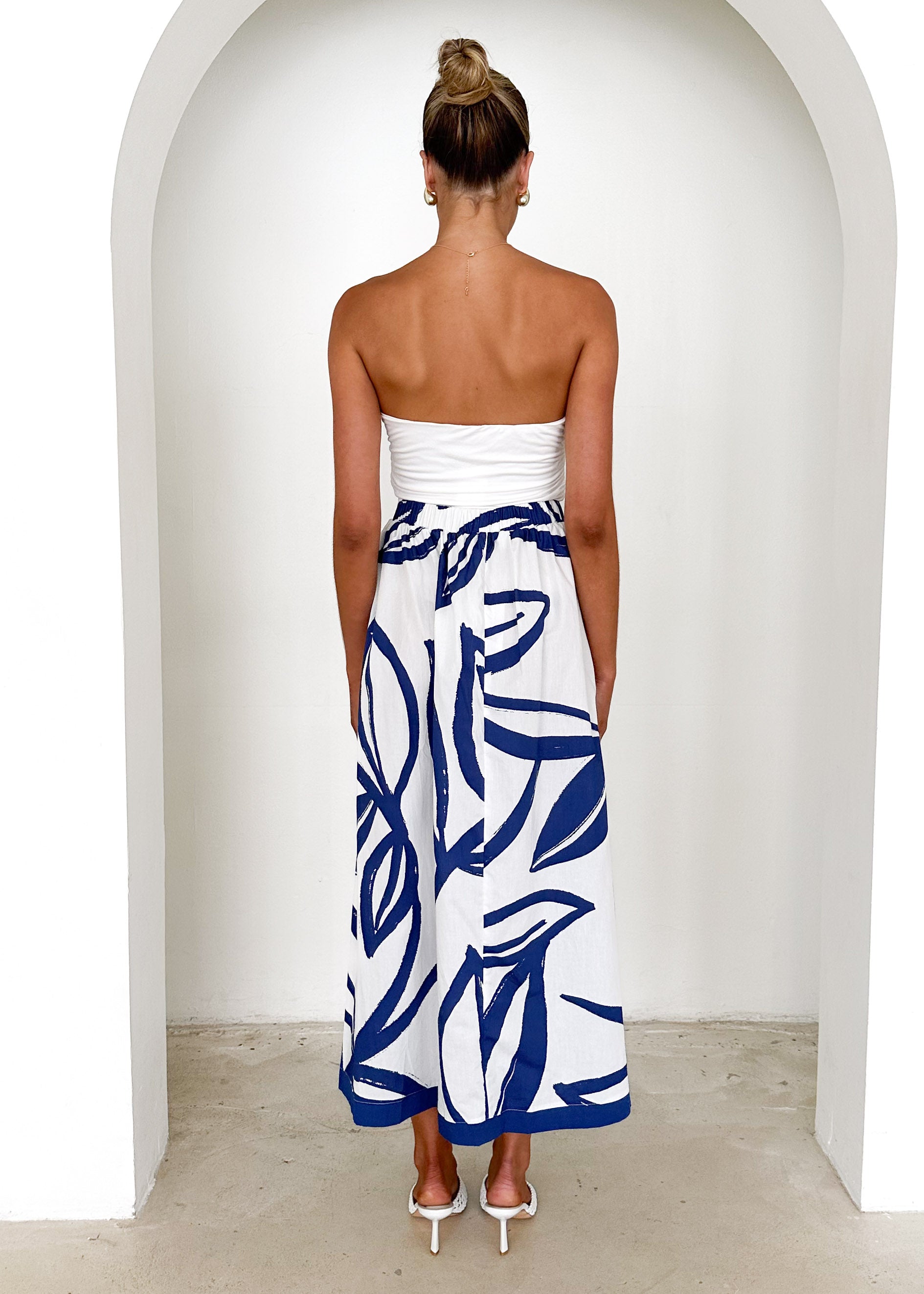 Bayview Maxi Skirt - Navy Leaf