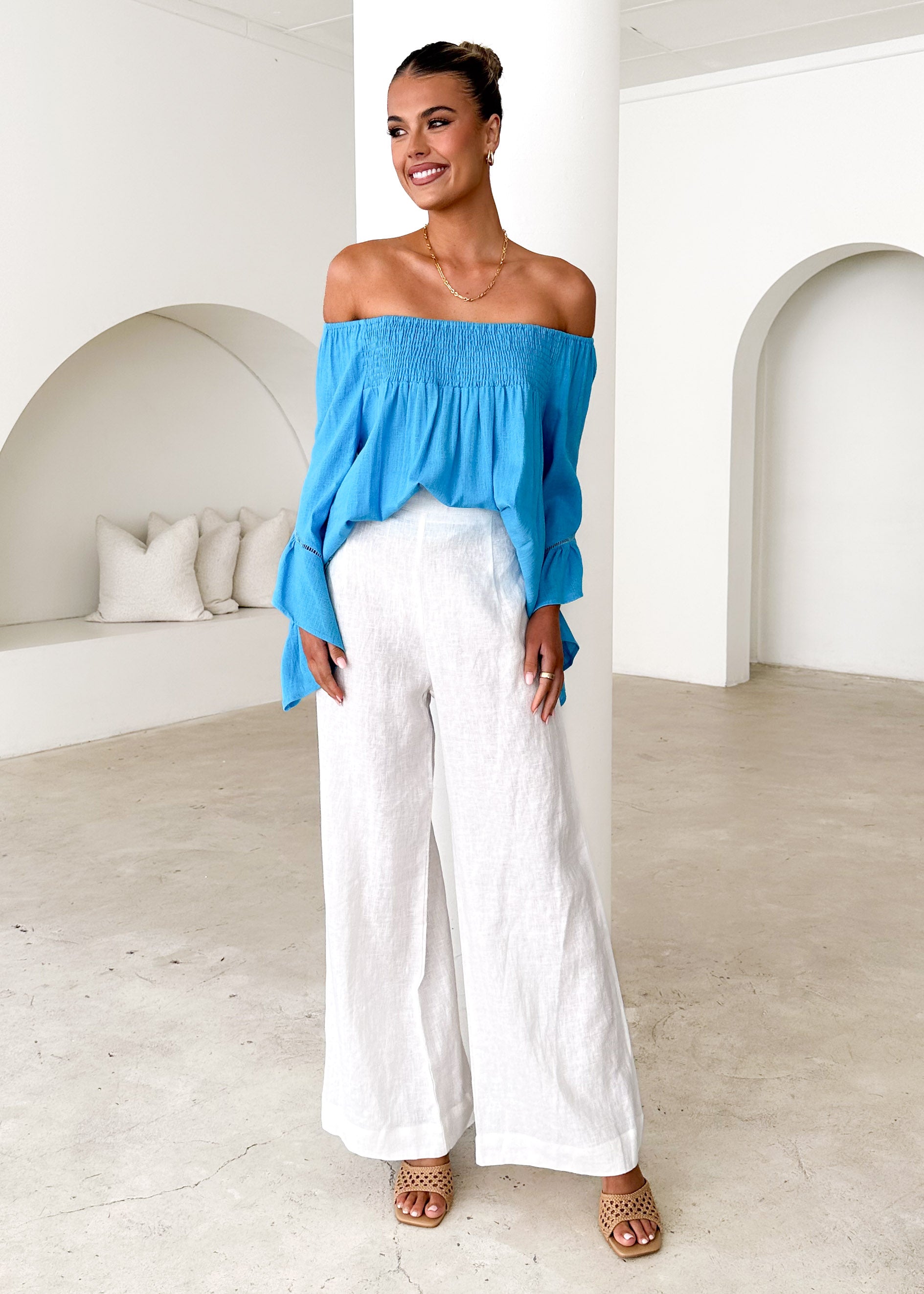 Sugar Night Off Shoulder Top - Blue