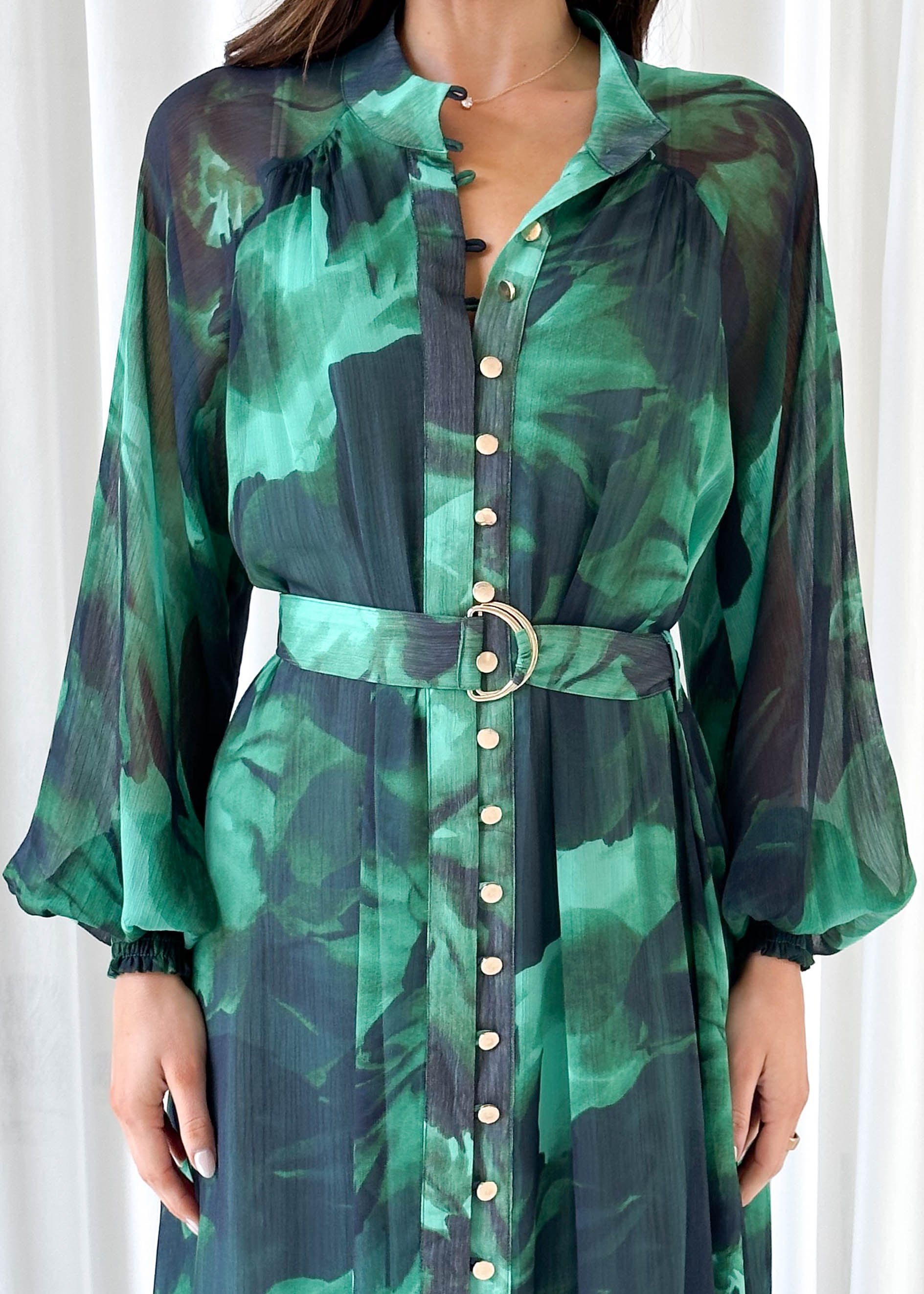 Atlanta Maxi Dress - Emerald Watercolour