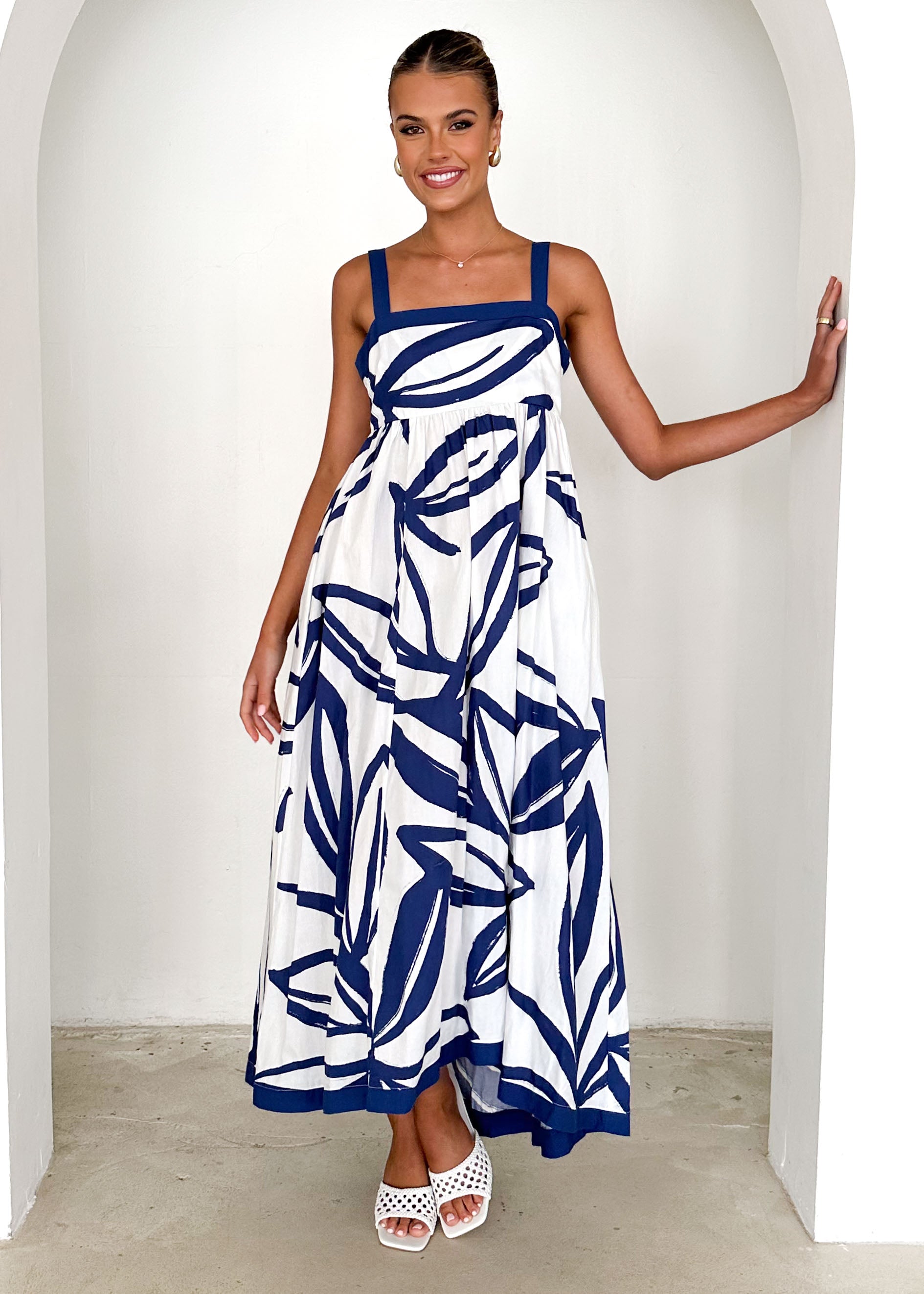 Jaiki Maxi Dress - Navy Leaf