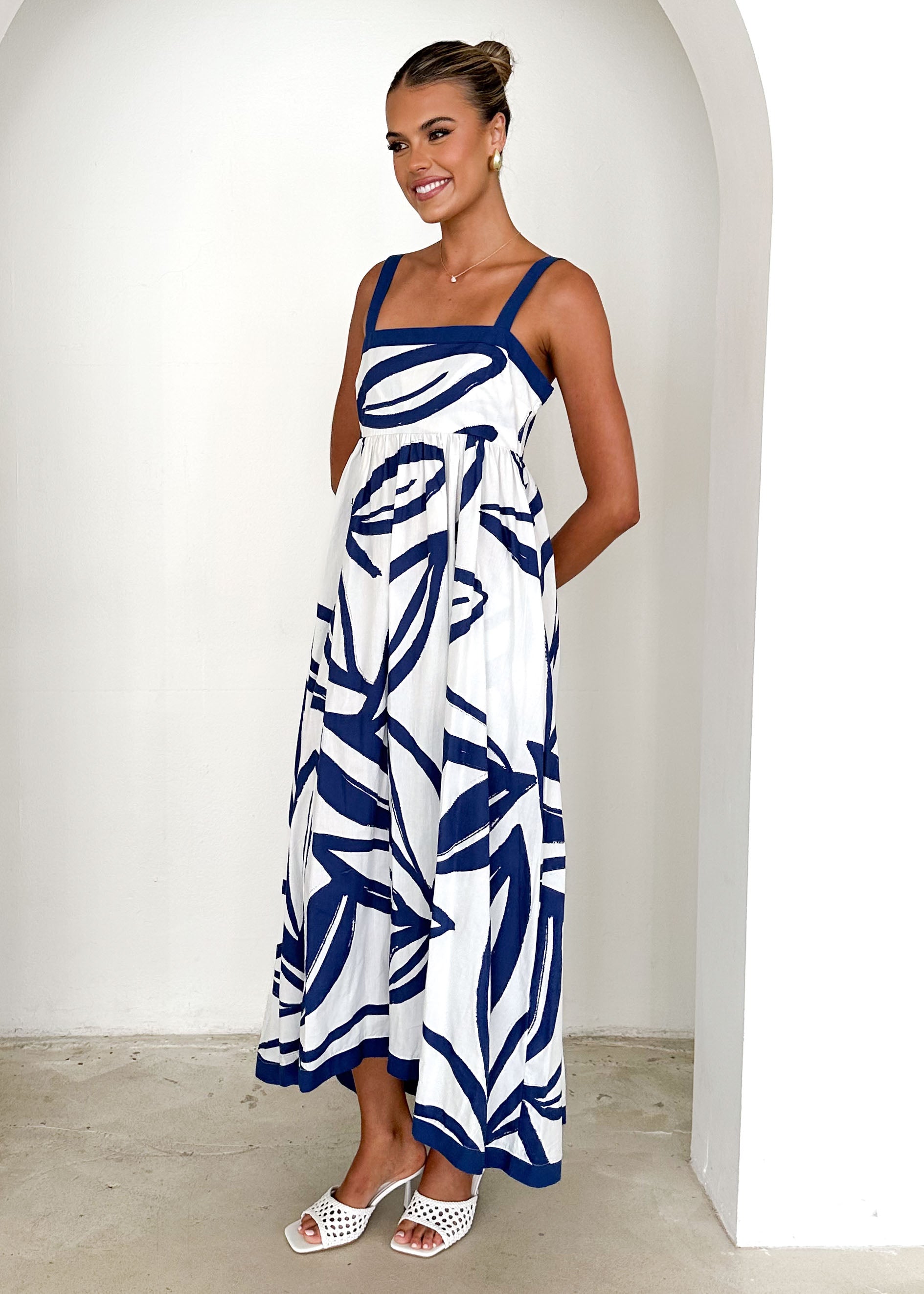 Jaiki Maxi Dress - Navy Leaf