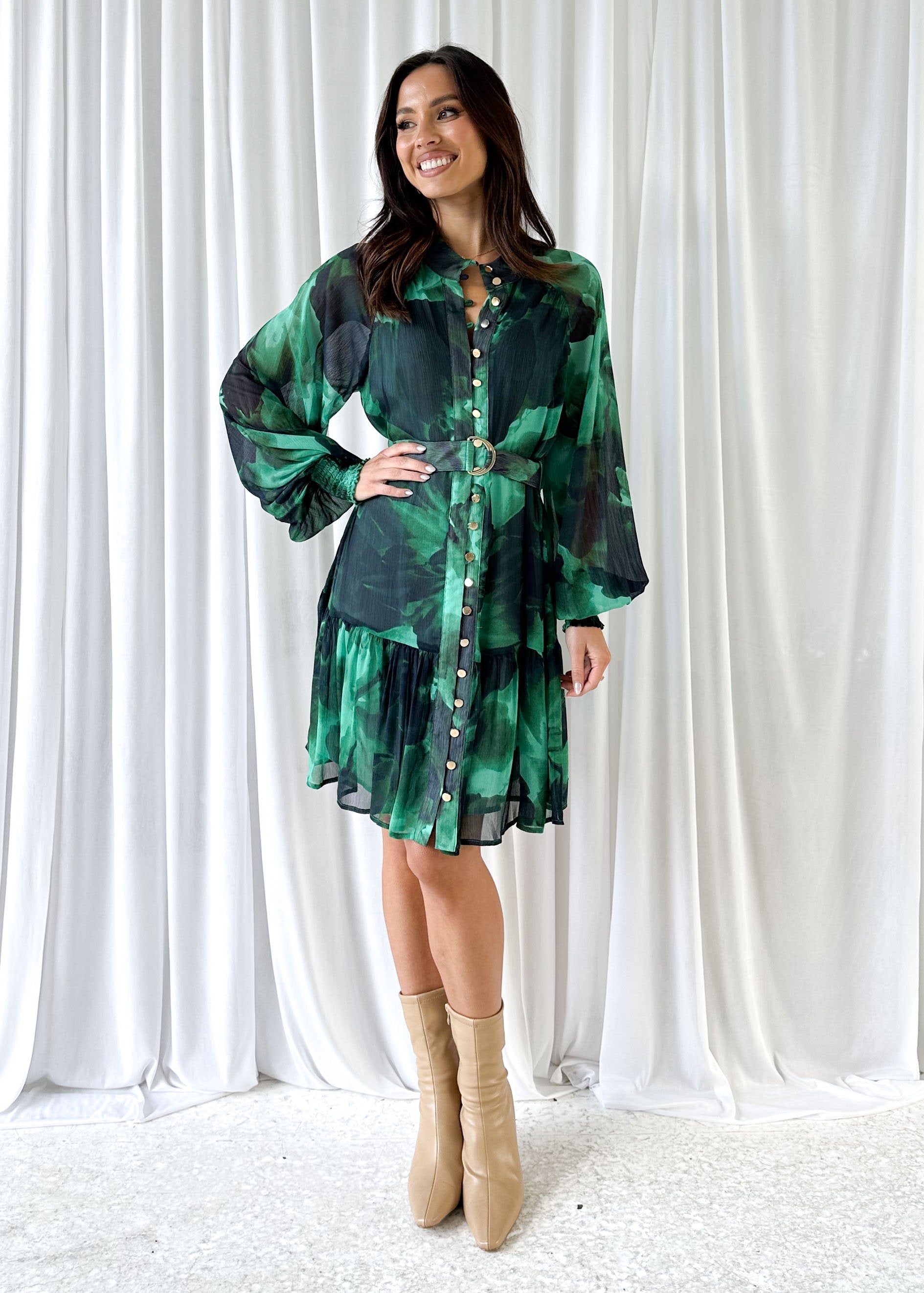 Everie Dress - Emerald Watercolour