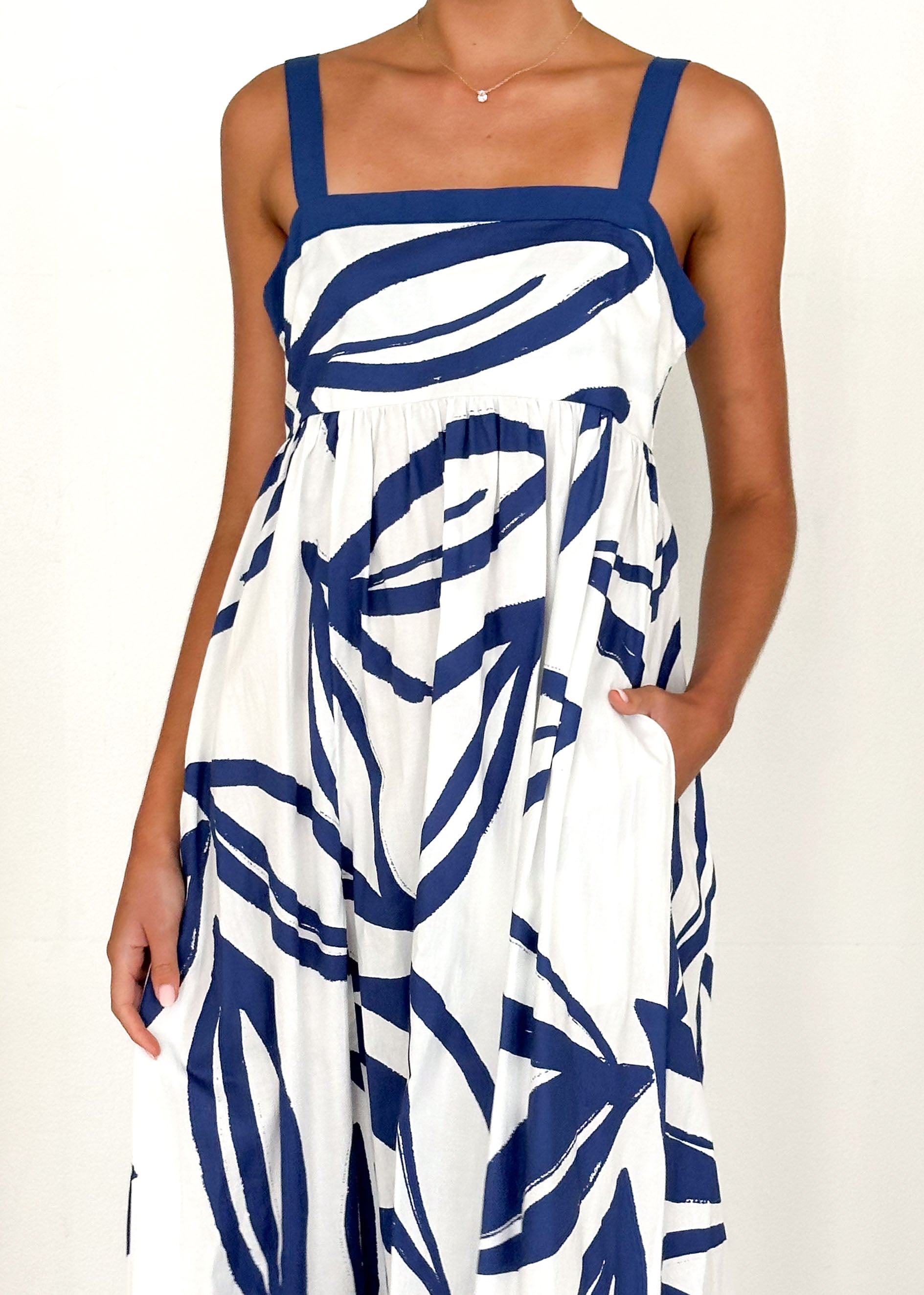 Jaiki Maxi Dress - Navy Leaf