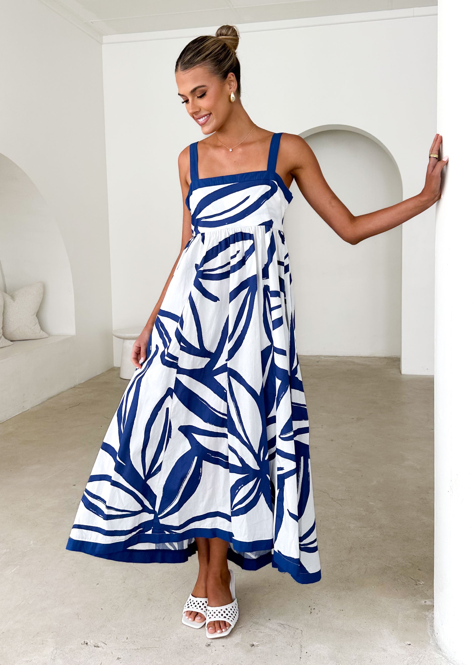 Jaiki Maxi Dress - Navy Leaf