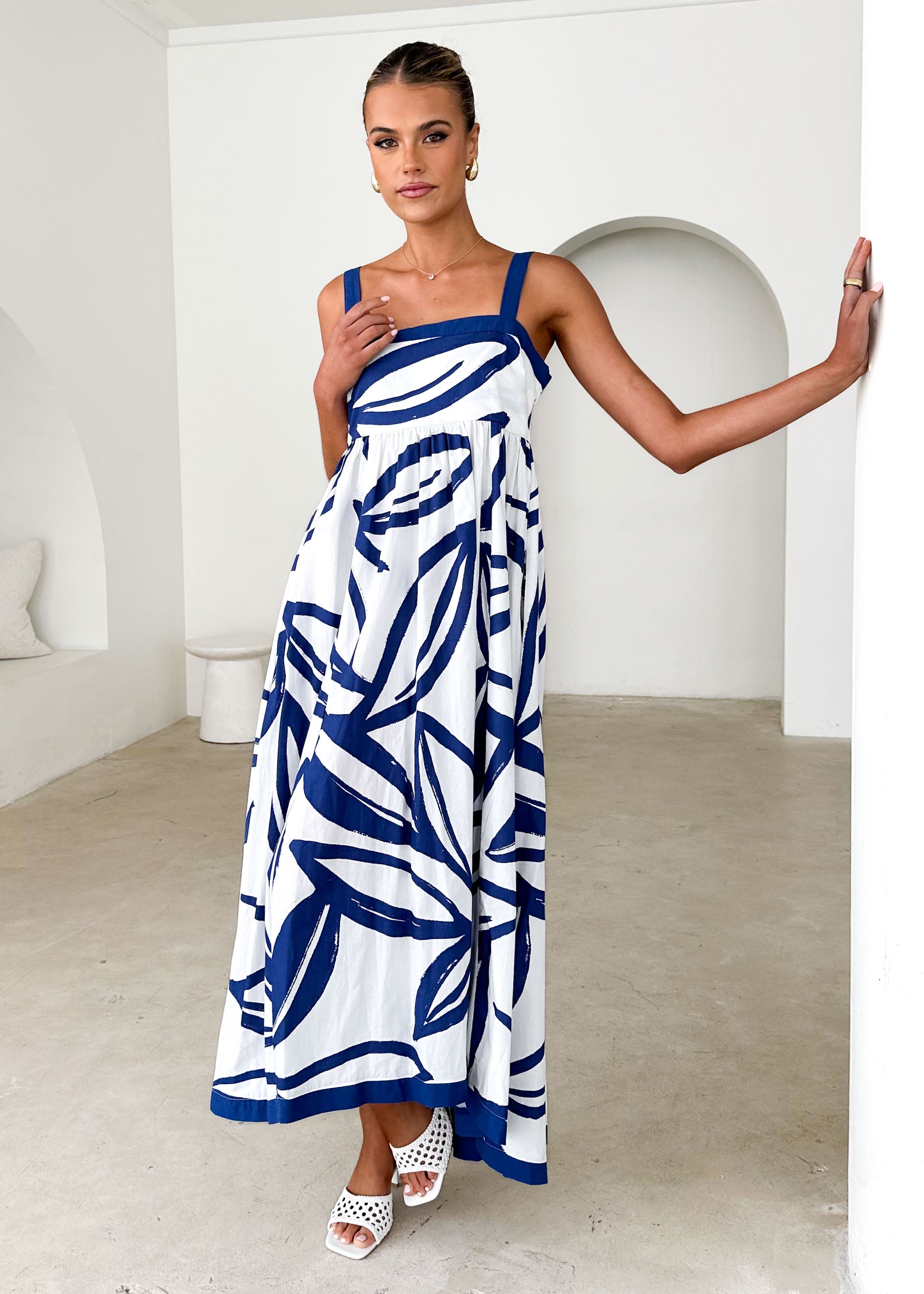 Jaiki Maxi Dress - Navy Leaf