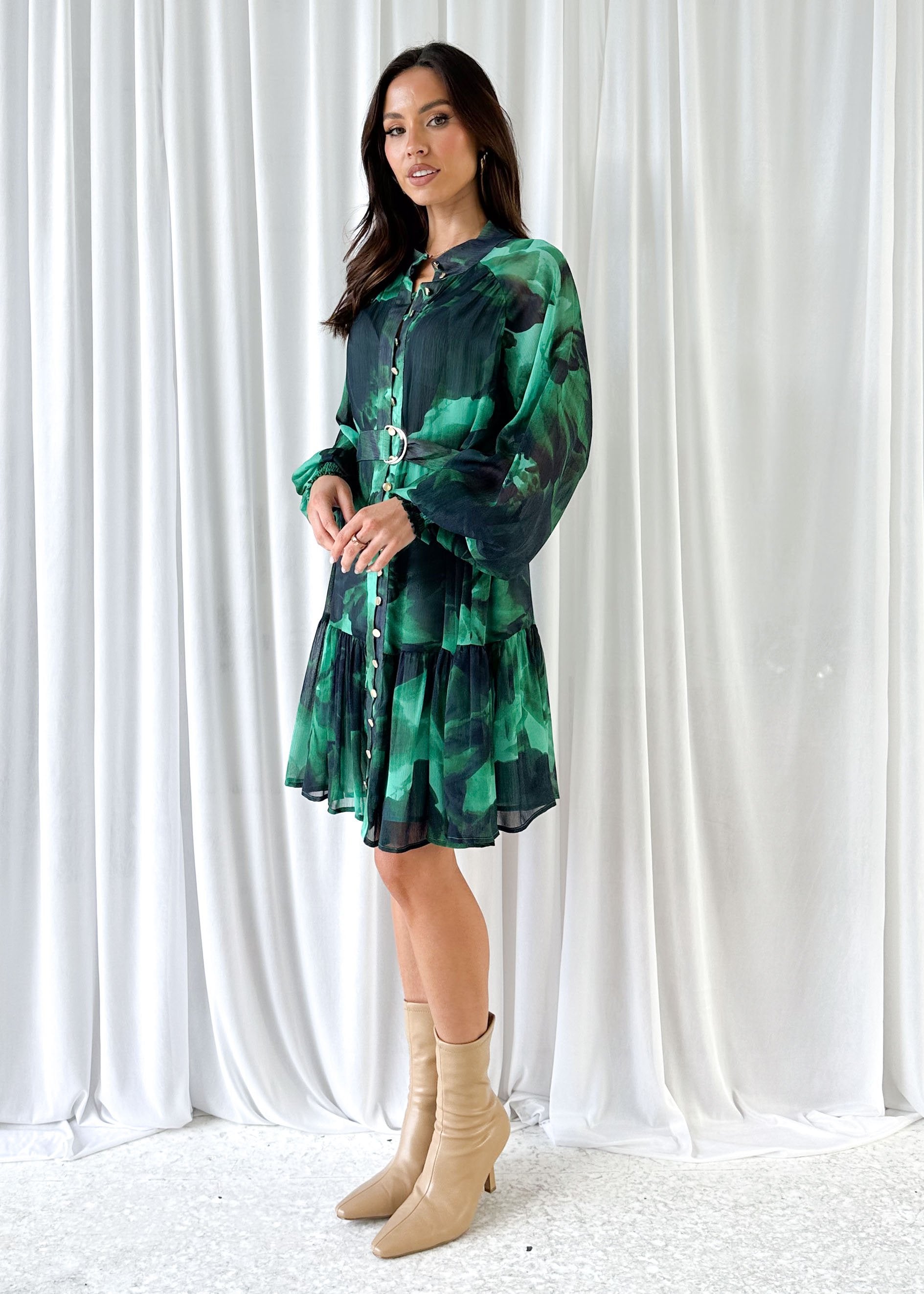 Everie Dress - Emerald Watercolour