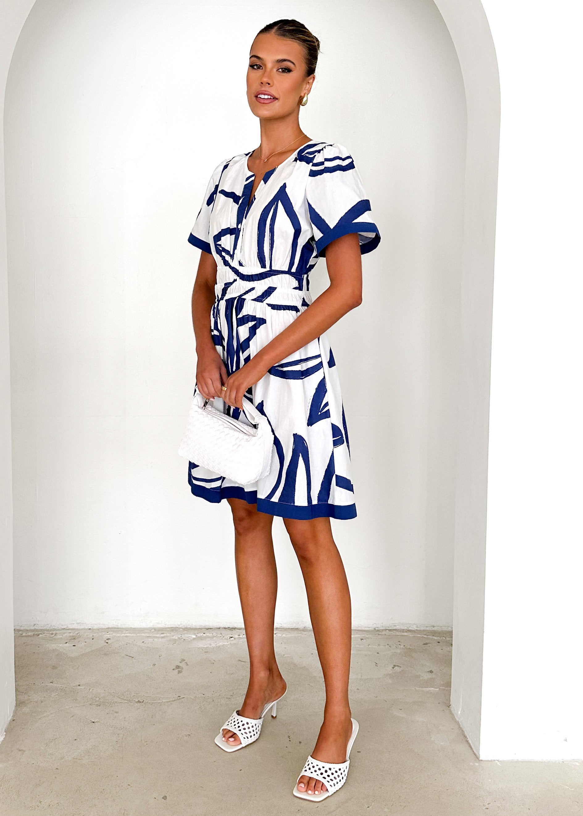 Noah Dress - Navy Leaf