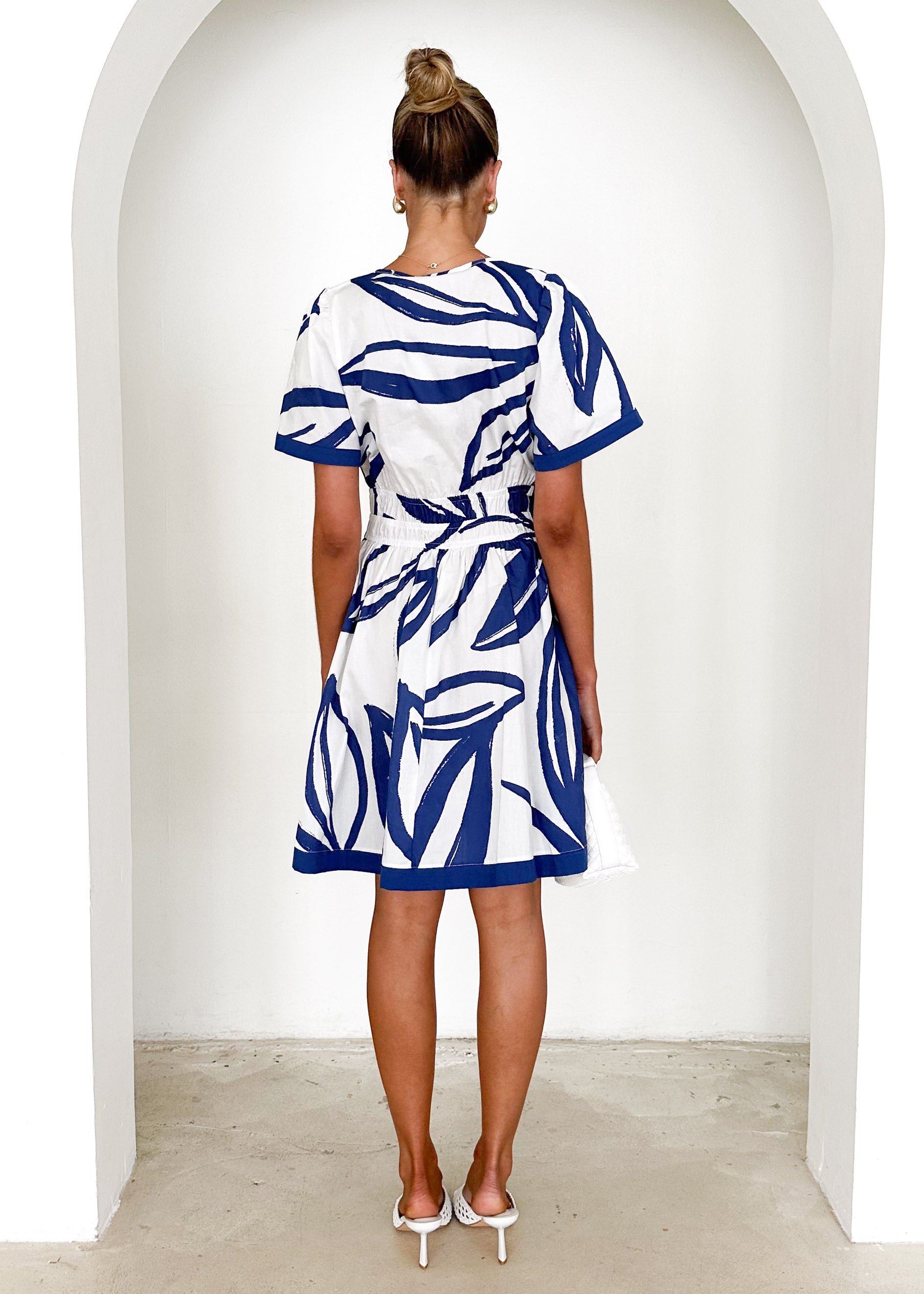 Noah Dress - Navy Leaf