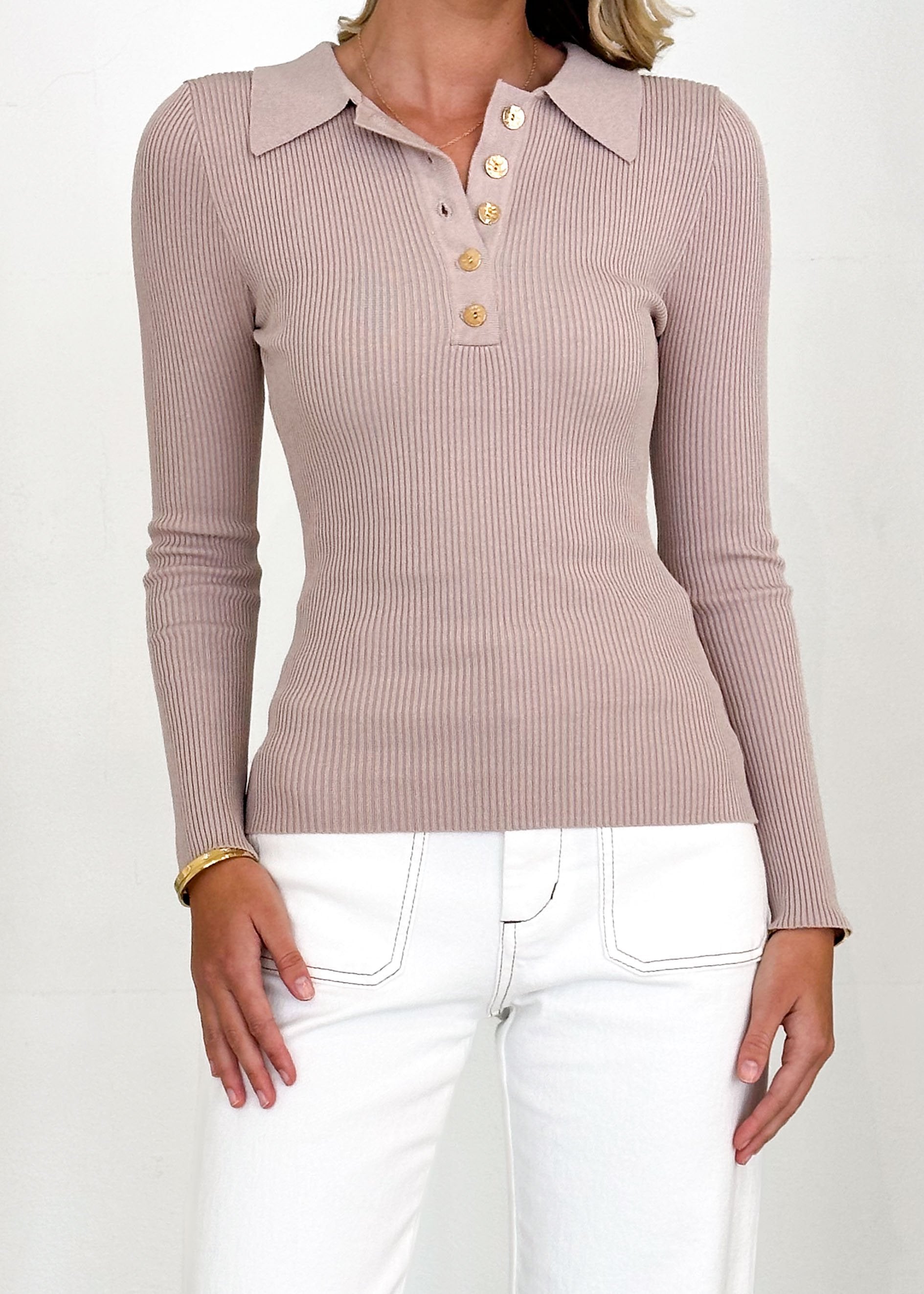 Emmy Knit Top - Beige