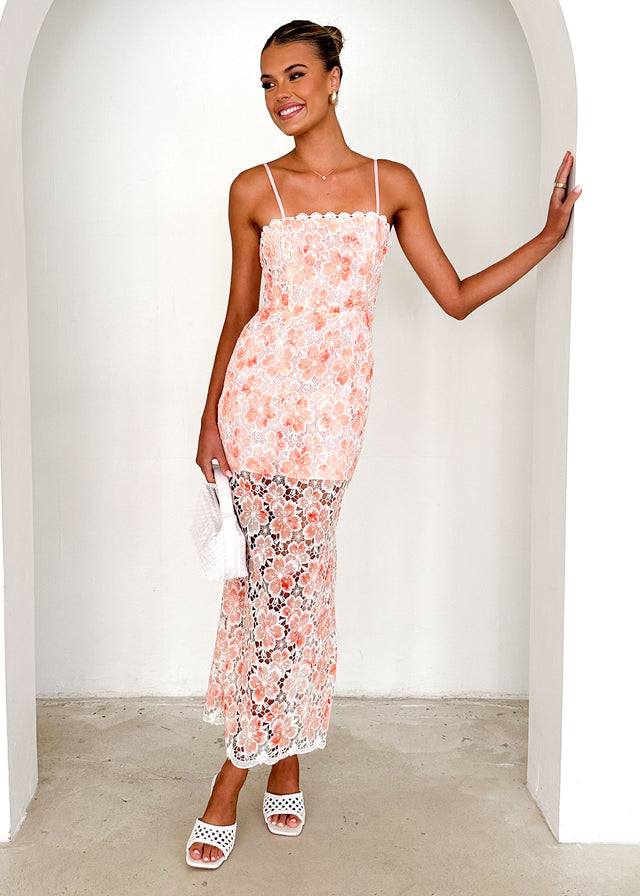 Libra Maxi Dress - Peach Floral