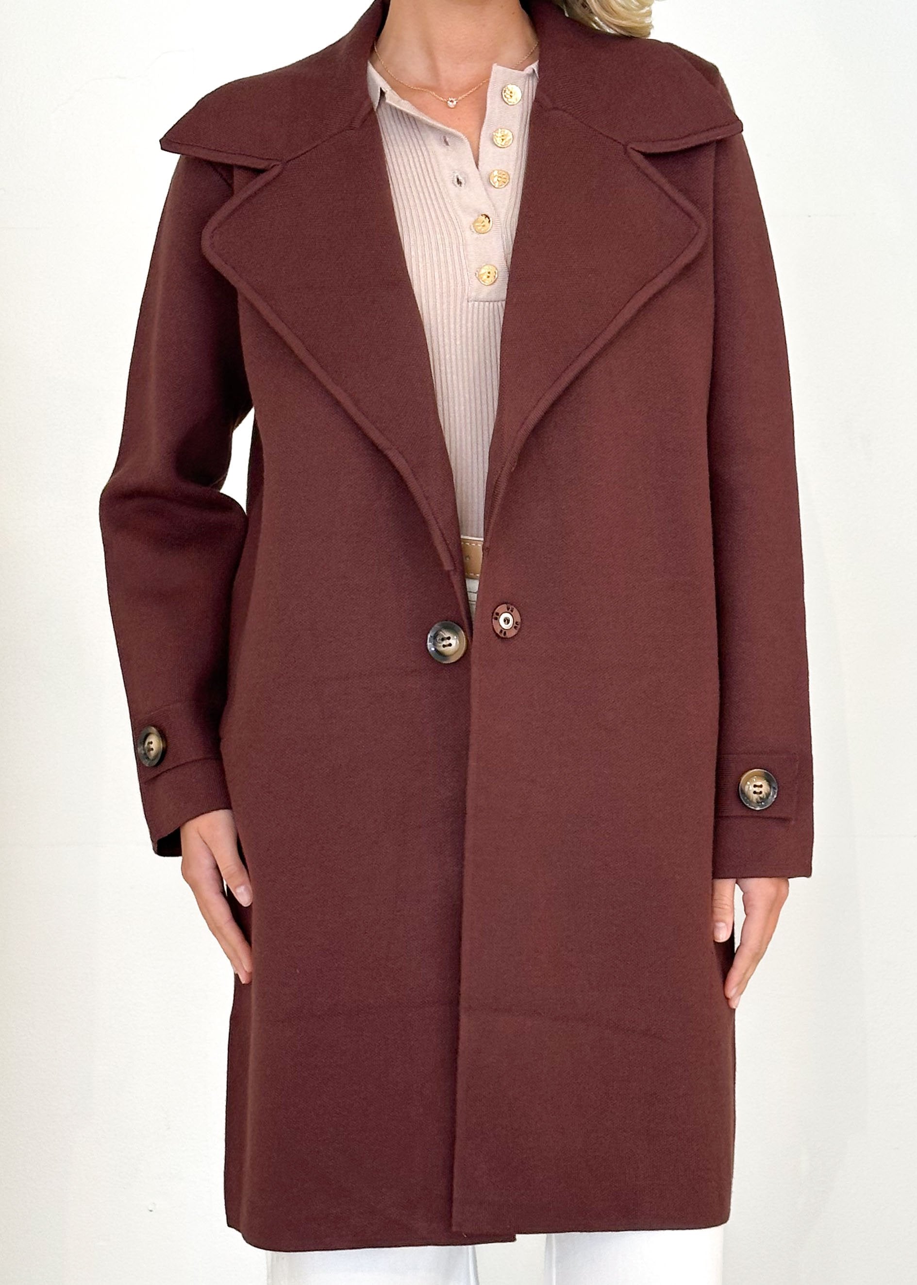 Nytra Knit Coat - Chocolate