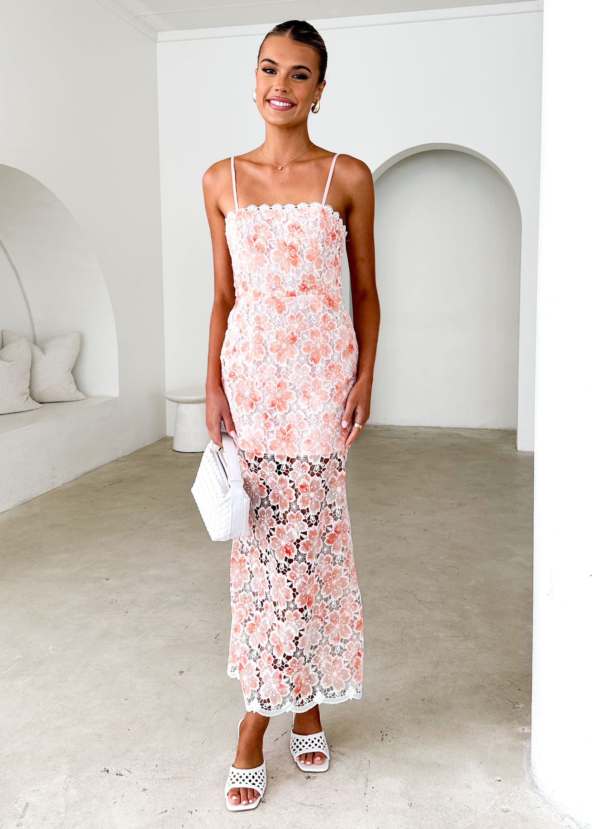 Libra Maxi Dress - Peach Floral