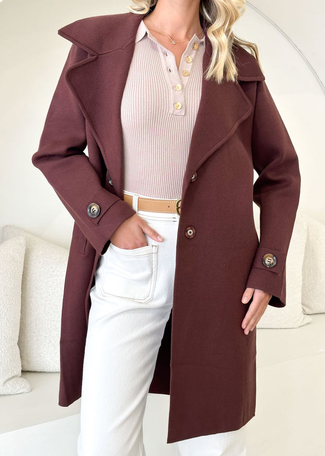 Nytra Knit Coat - Chocolate