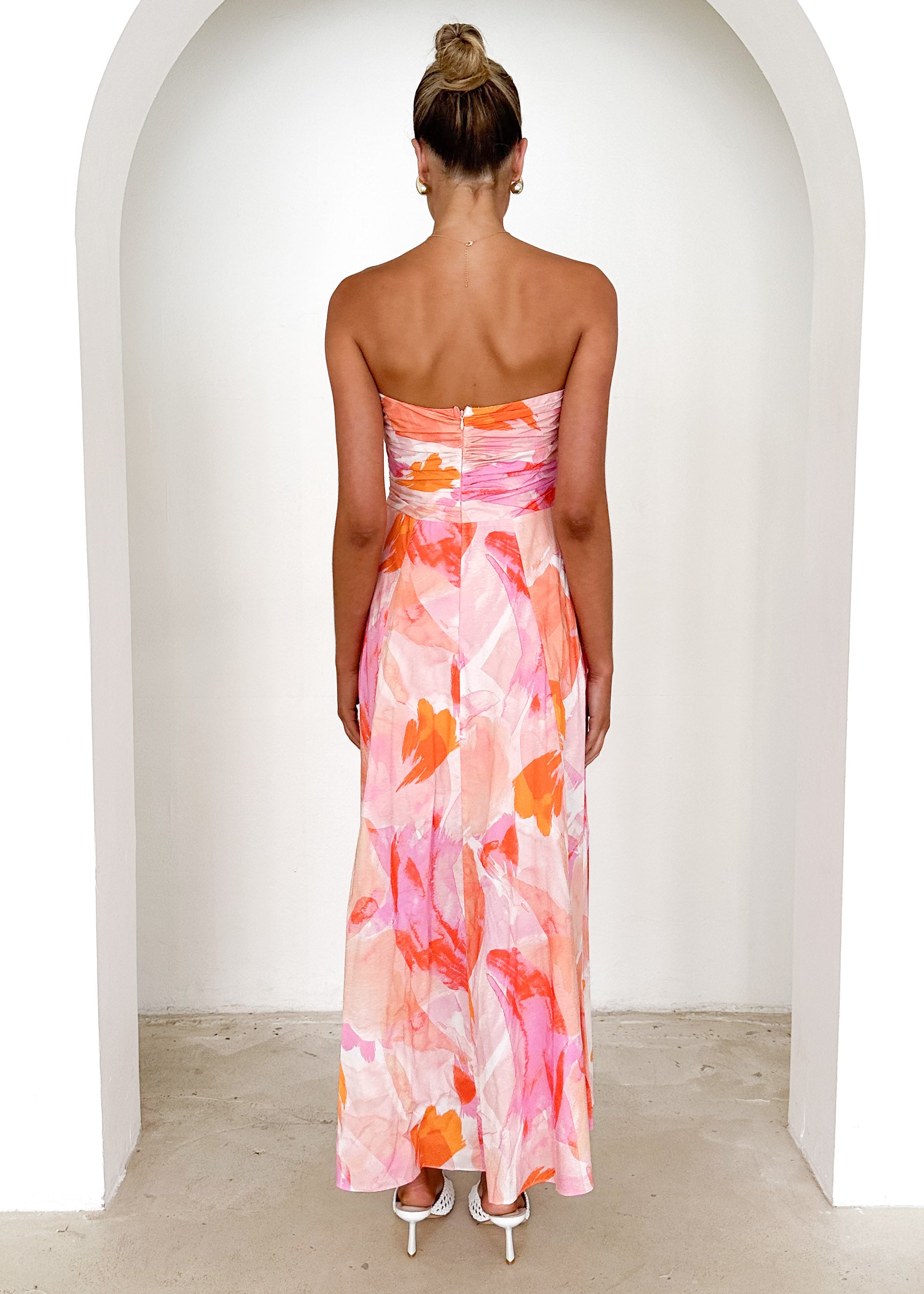 Menso Strapless Maxi Dress - Magenta Splash