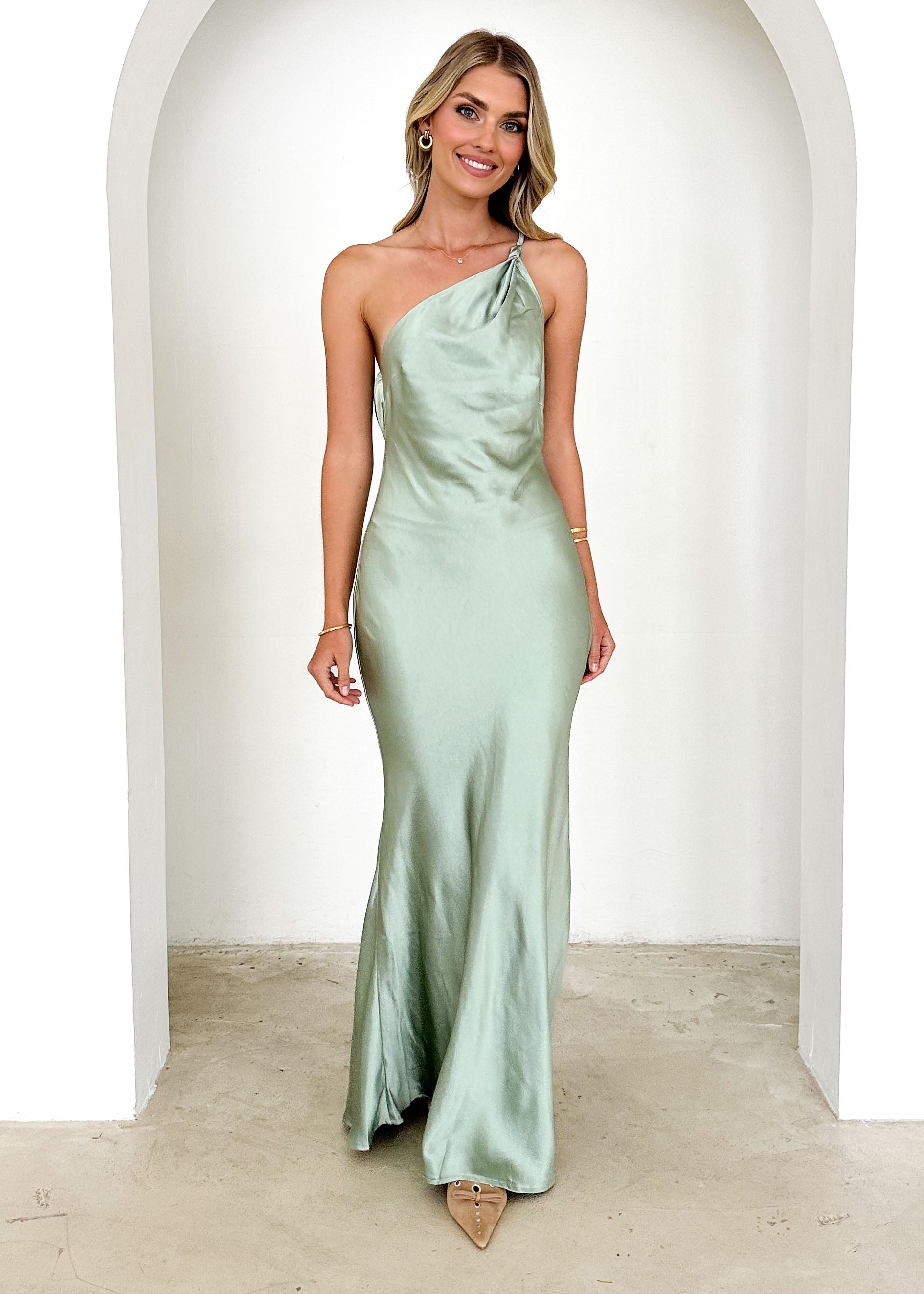 Maribelle One Shoulder Maxi Dress - Sage