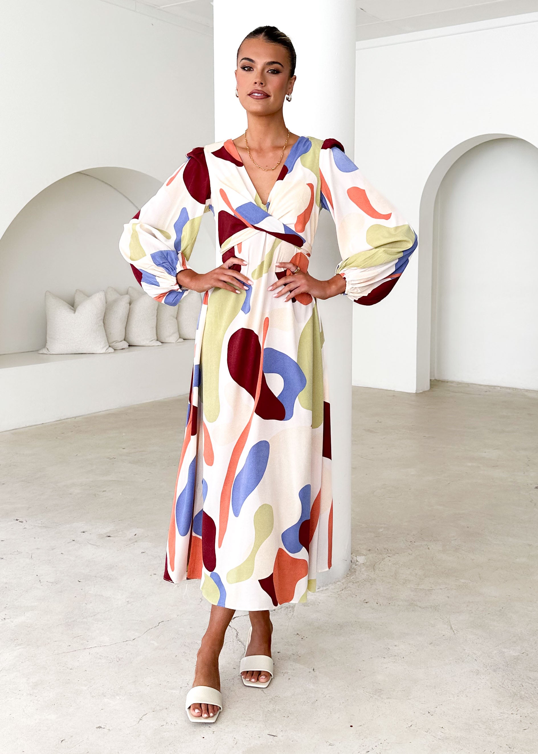 Aubria Midi Dress - Acai Abstract