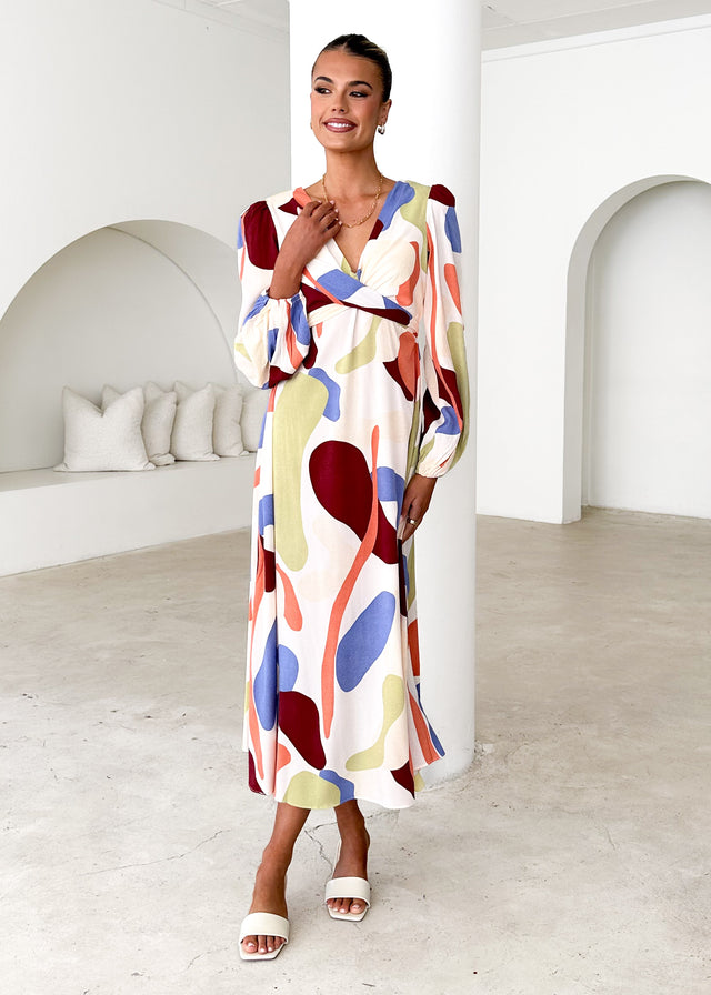 Aubria Midi Dress - Acai Abstract