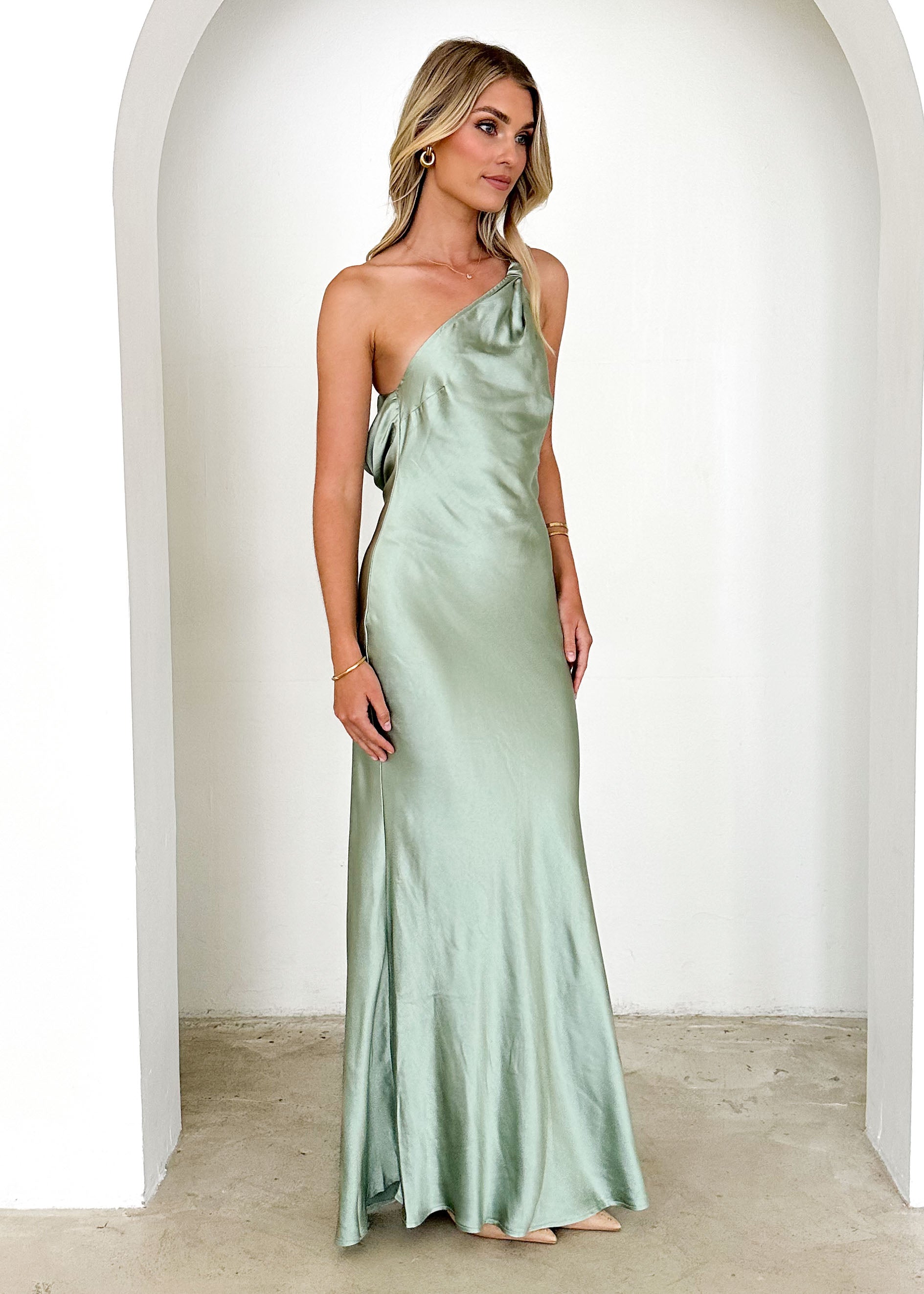 Maribelle One Shoulder Maxi Dress - Sage