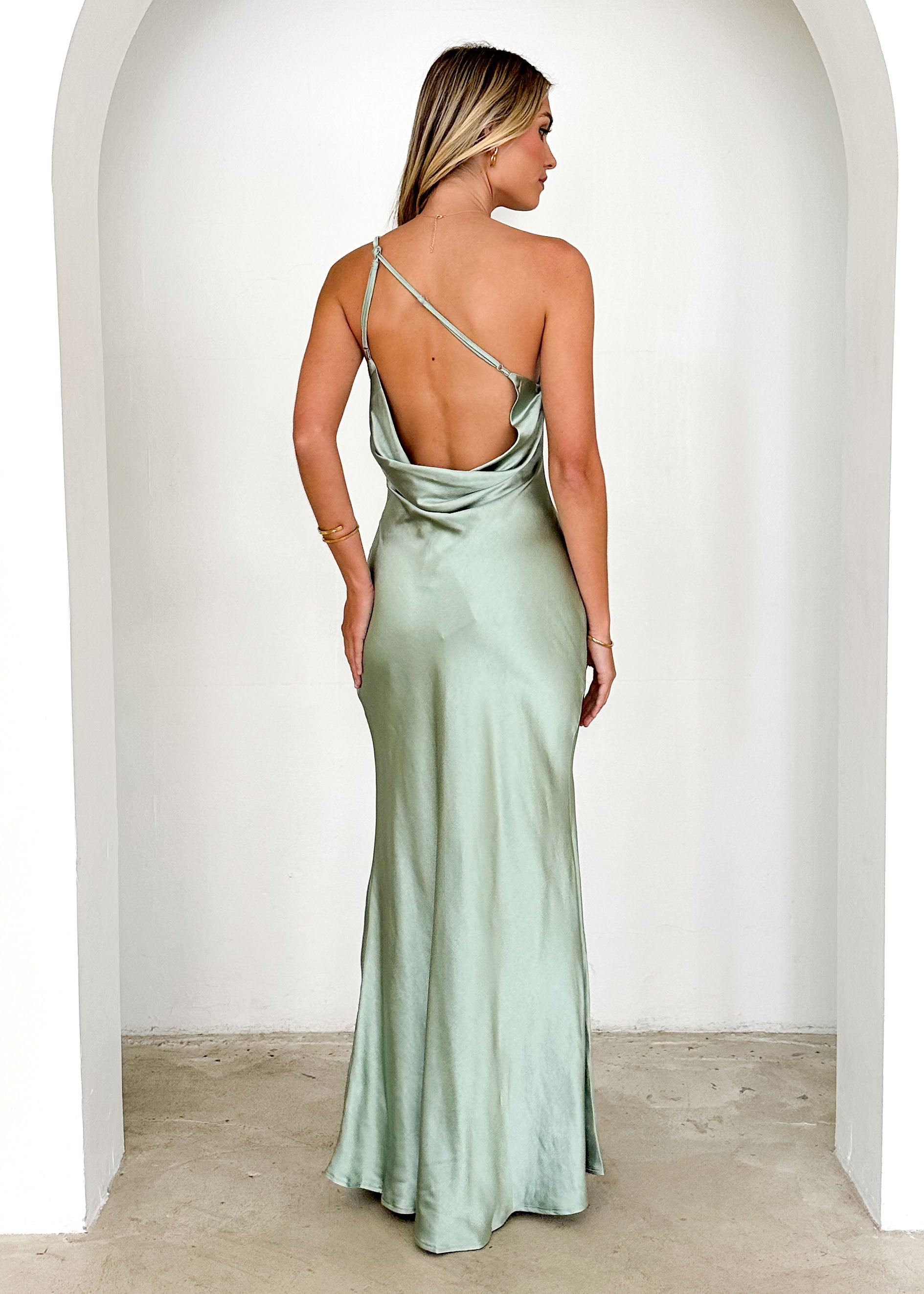 Maribelle One Shoulder Maxi Dress - Sage