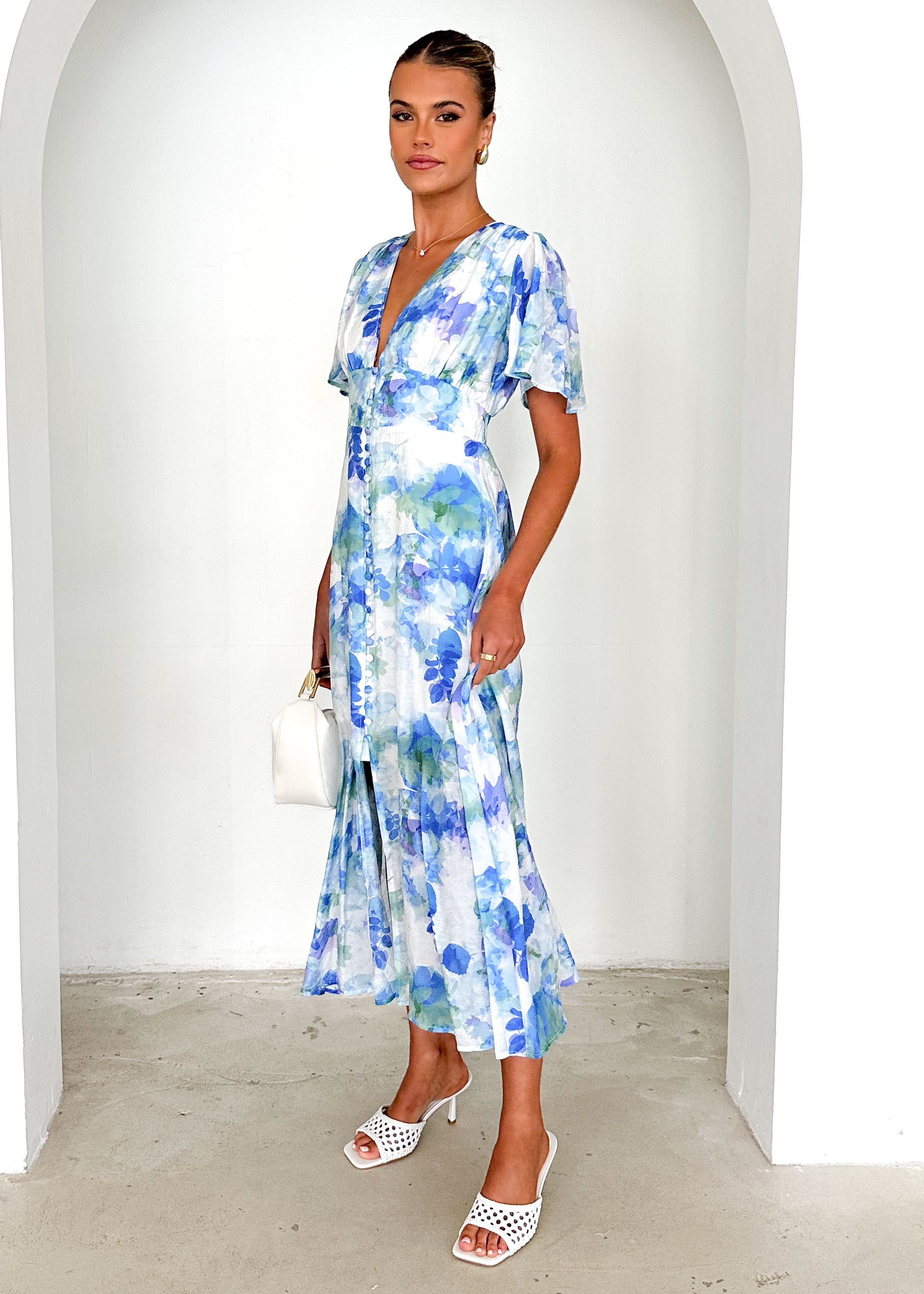 Zazu Maxi Dress - Blue Abstract