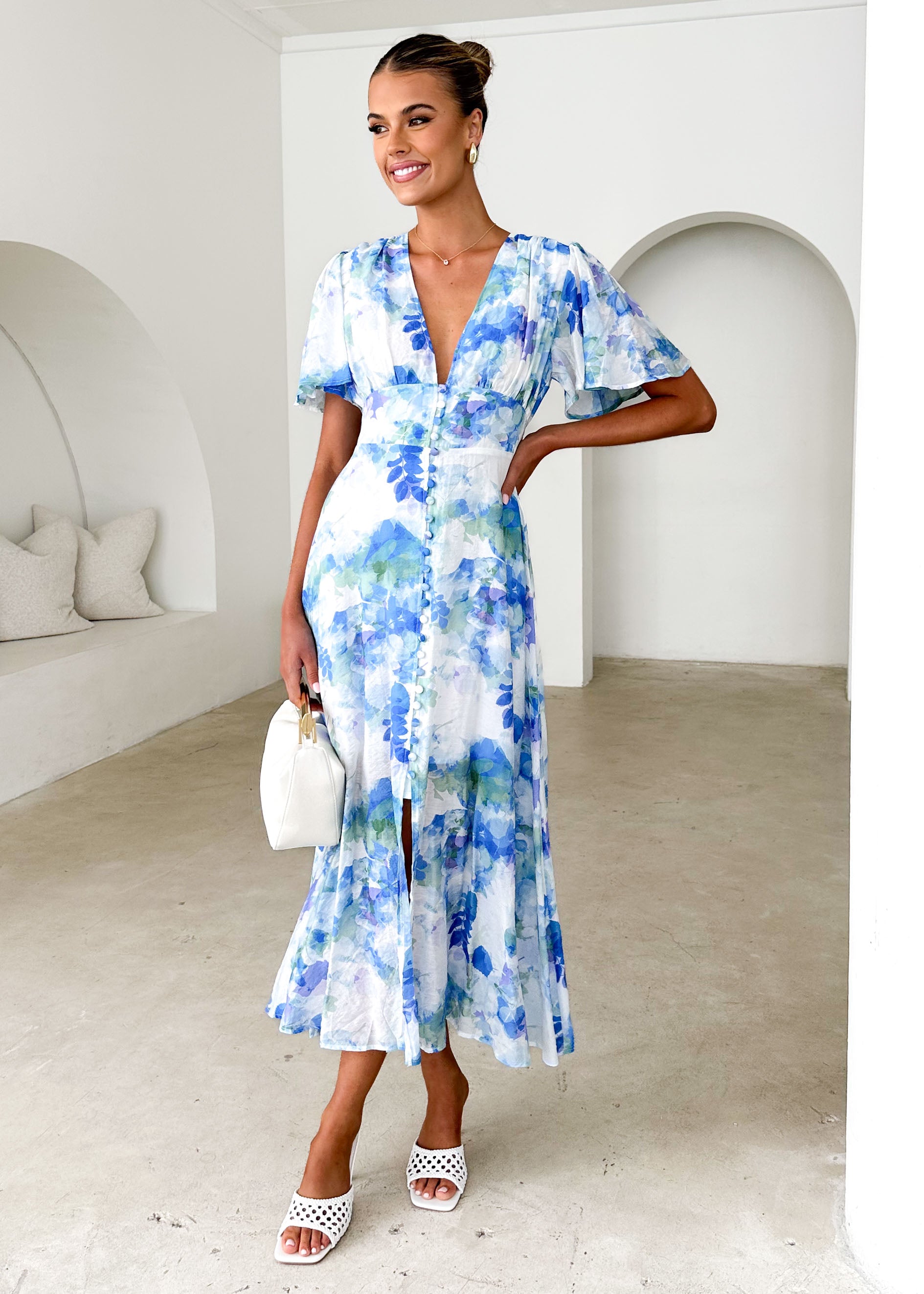 Zazu Maxi Dress - Blue Abstract