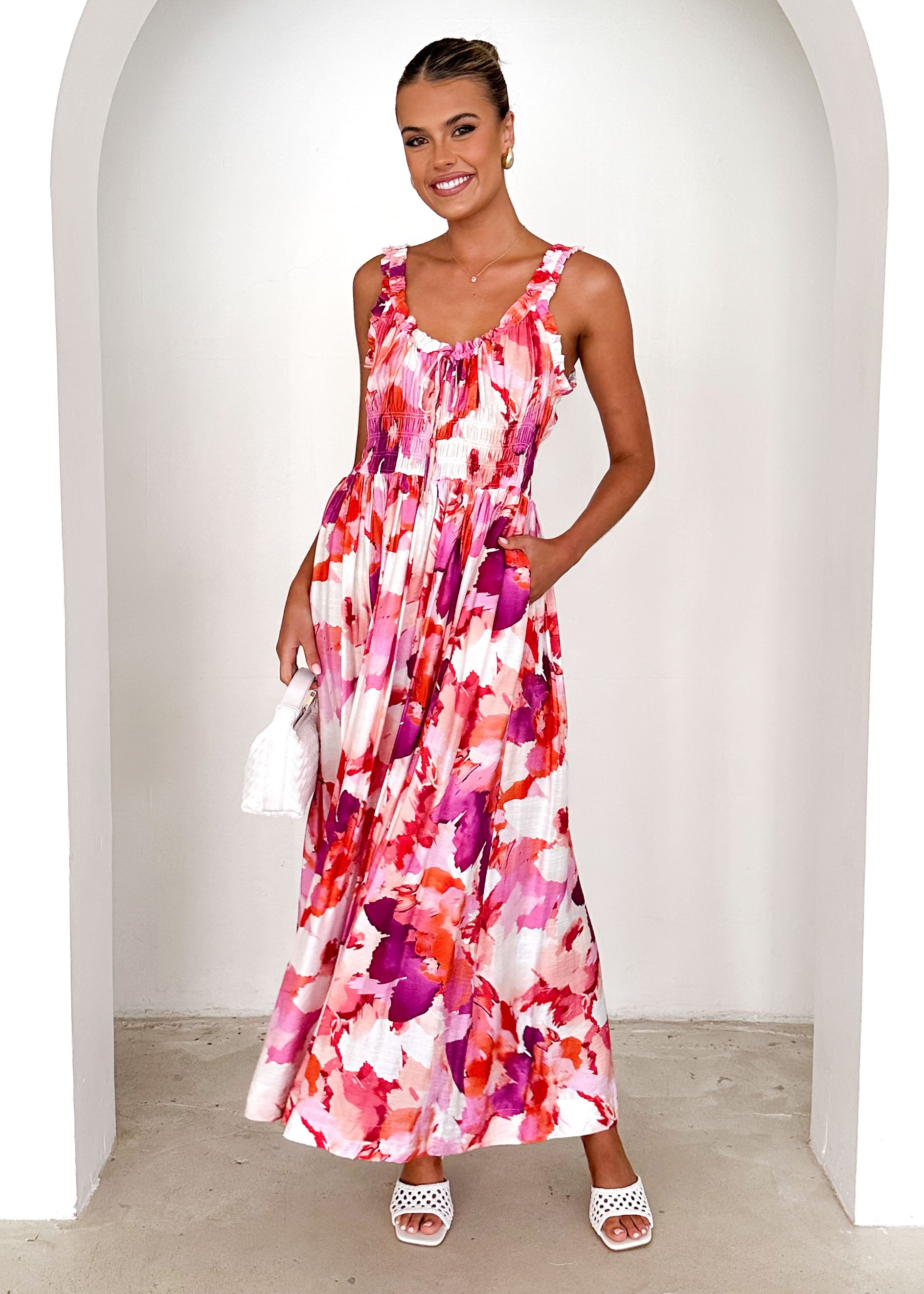 Pearl Maxi Dress - Magenta Floral