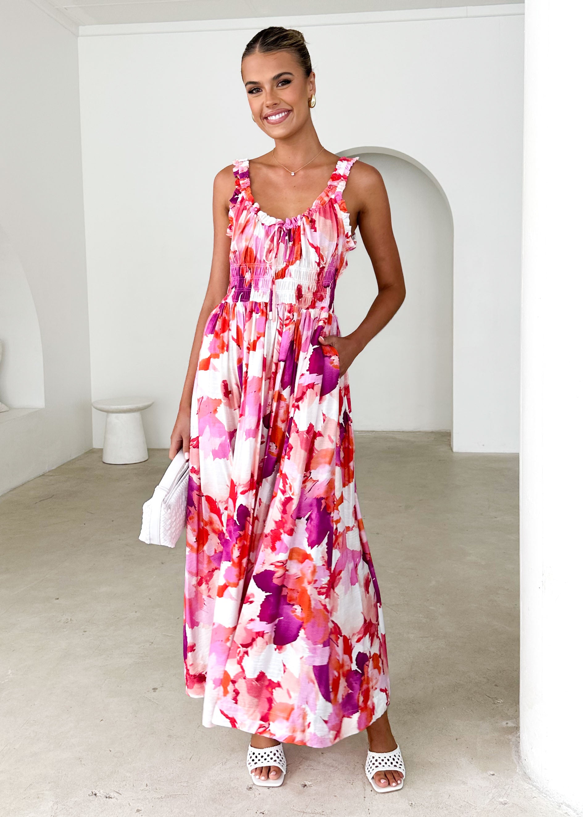 Pearl Maxi Dress - Magenta Floral