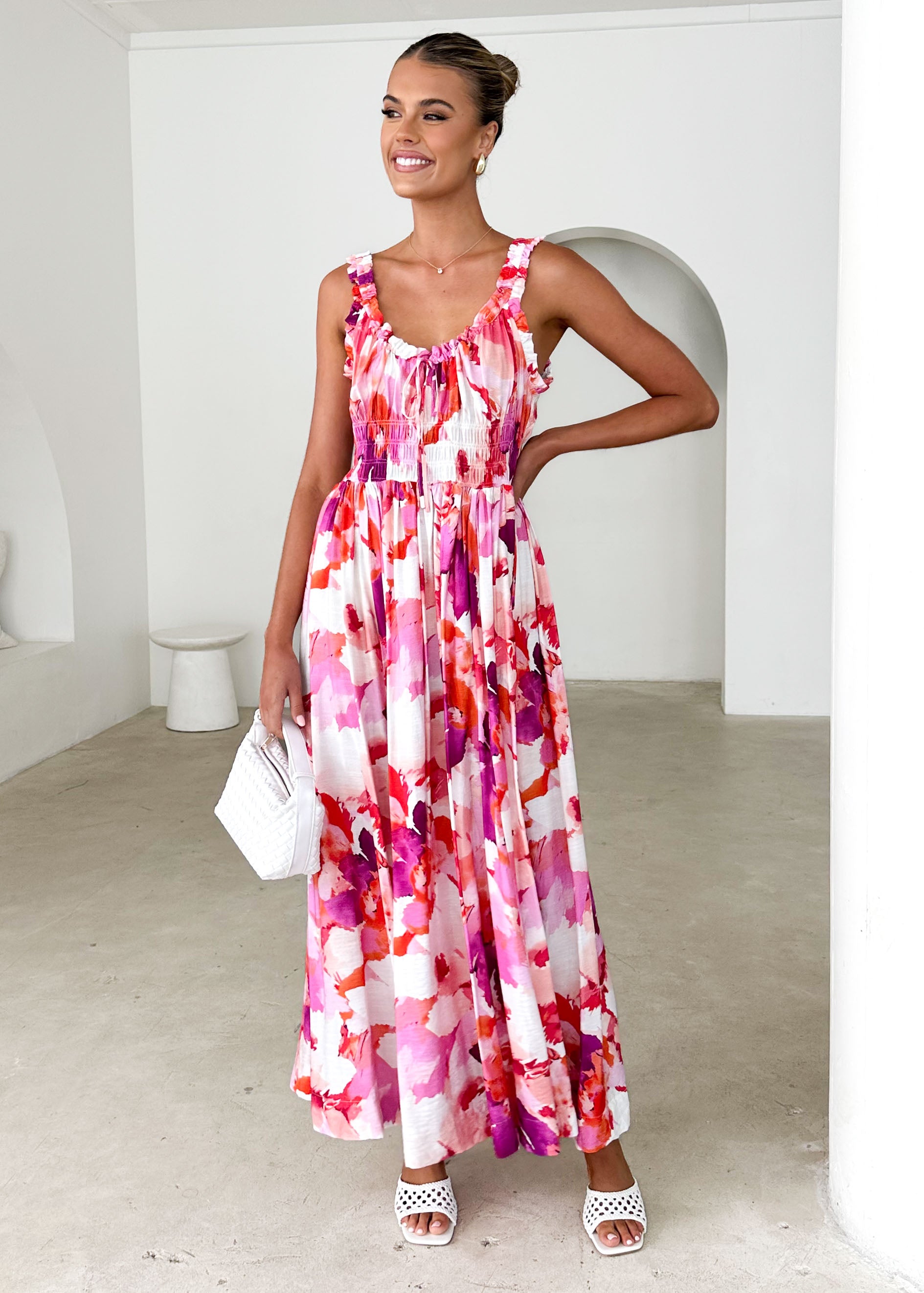 Pearl Maxi Dress - Magenta Floral