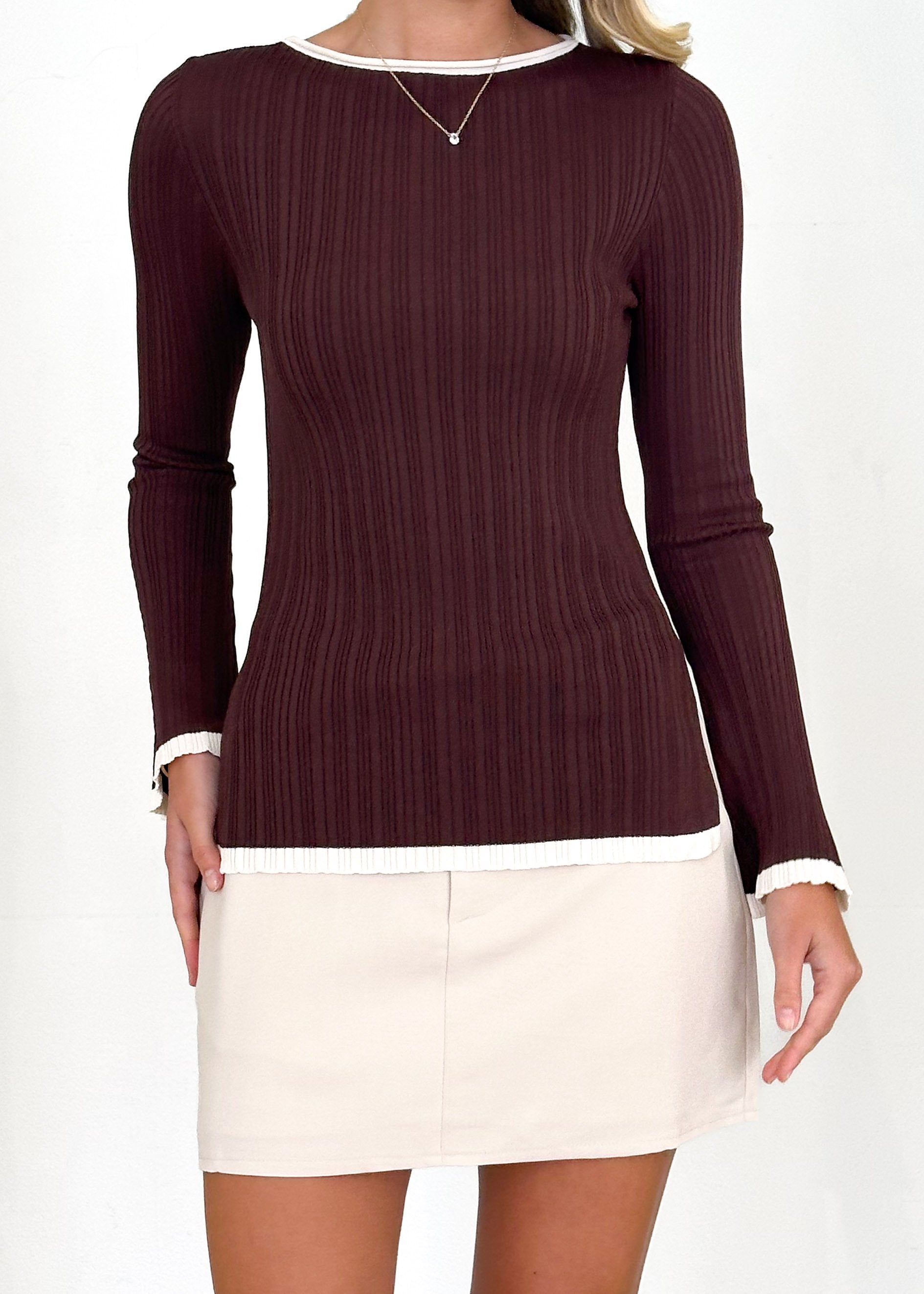 Estella Knit Top - Chocolate