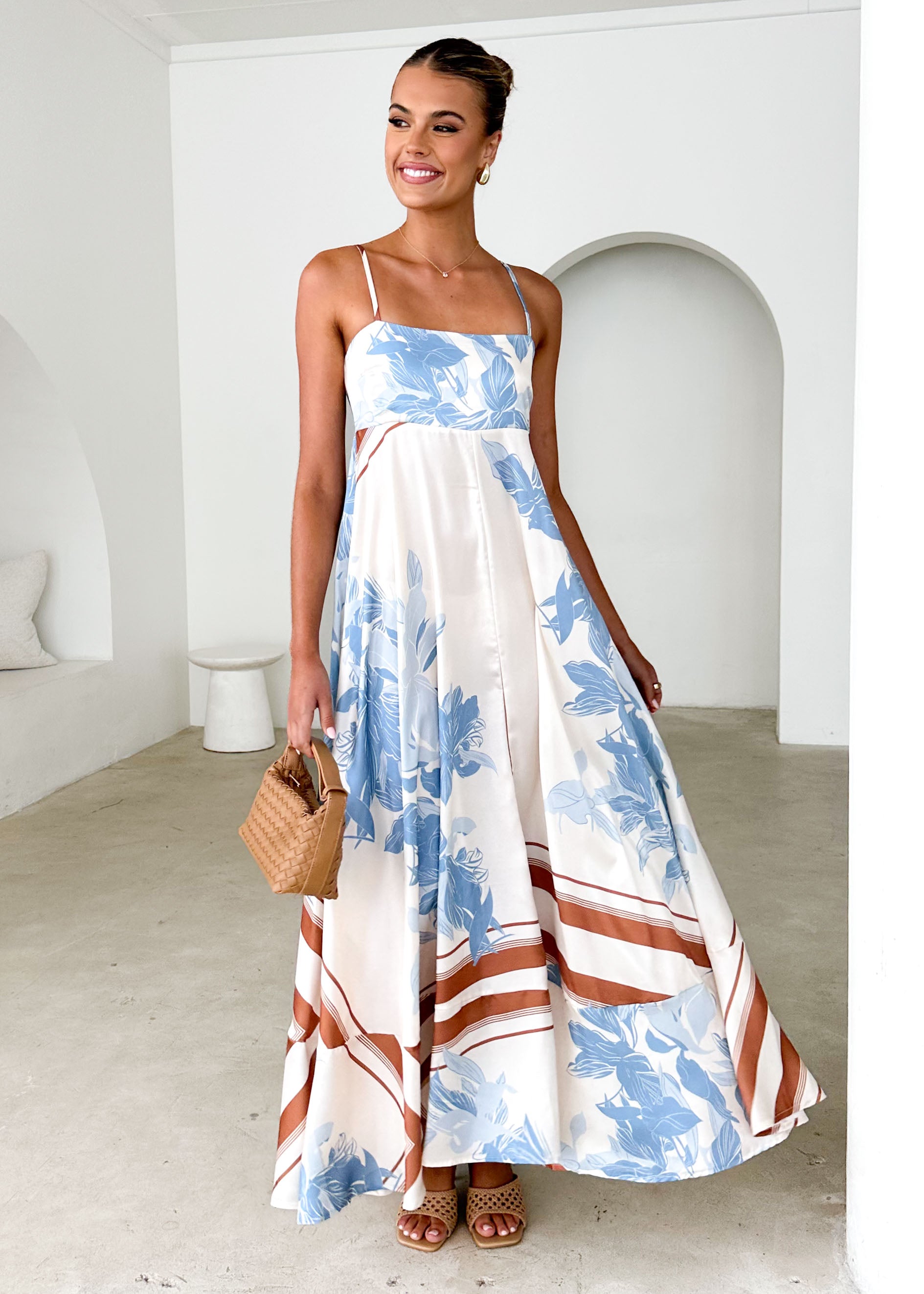 Elide Maxi Dress - Blue Flowers