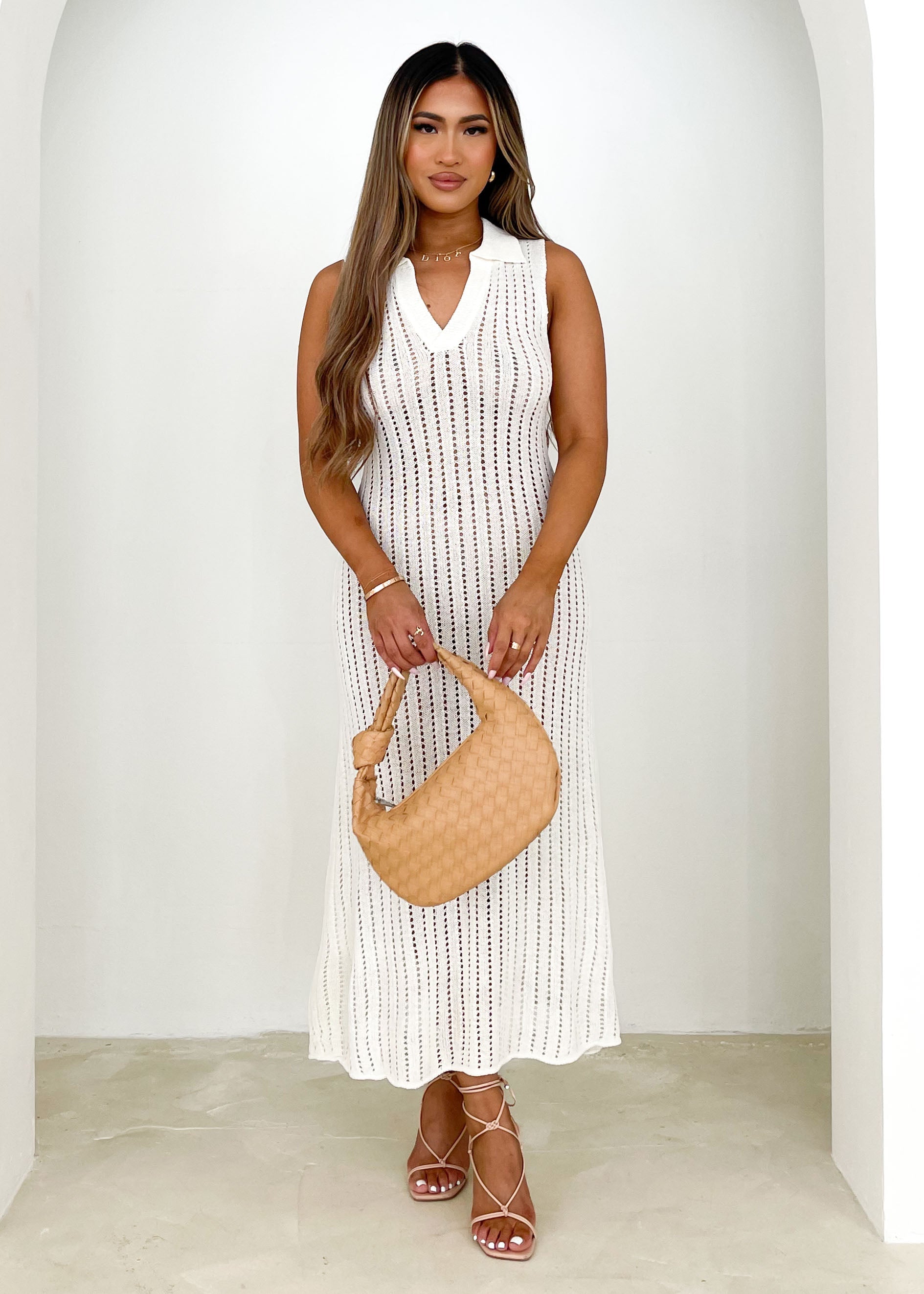 Audrey Knit Midi Dress - Off White