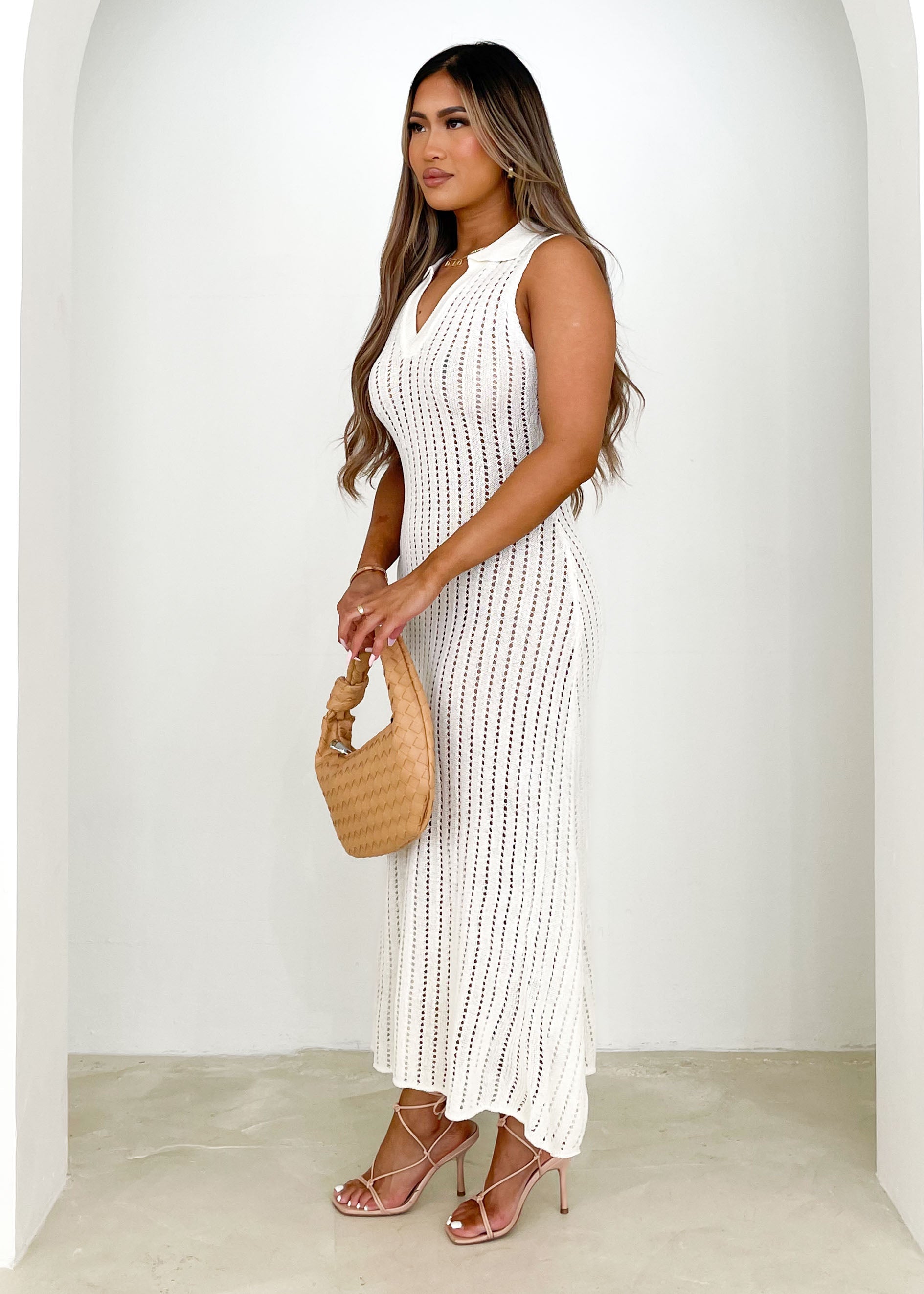 Audrey Knit Midi Dress - Off White