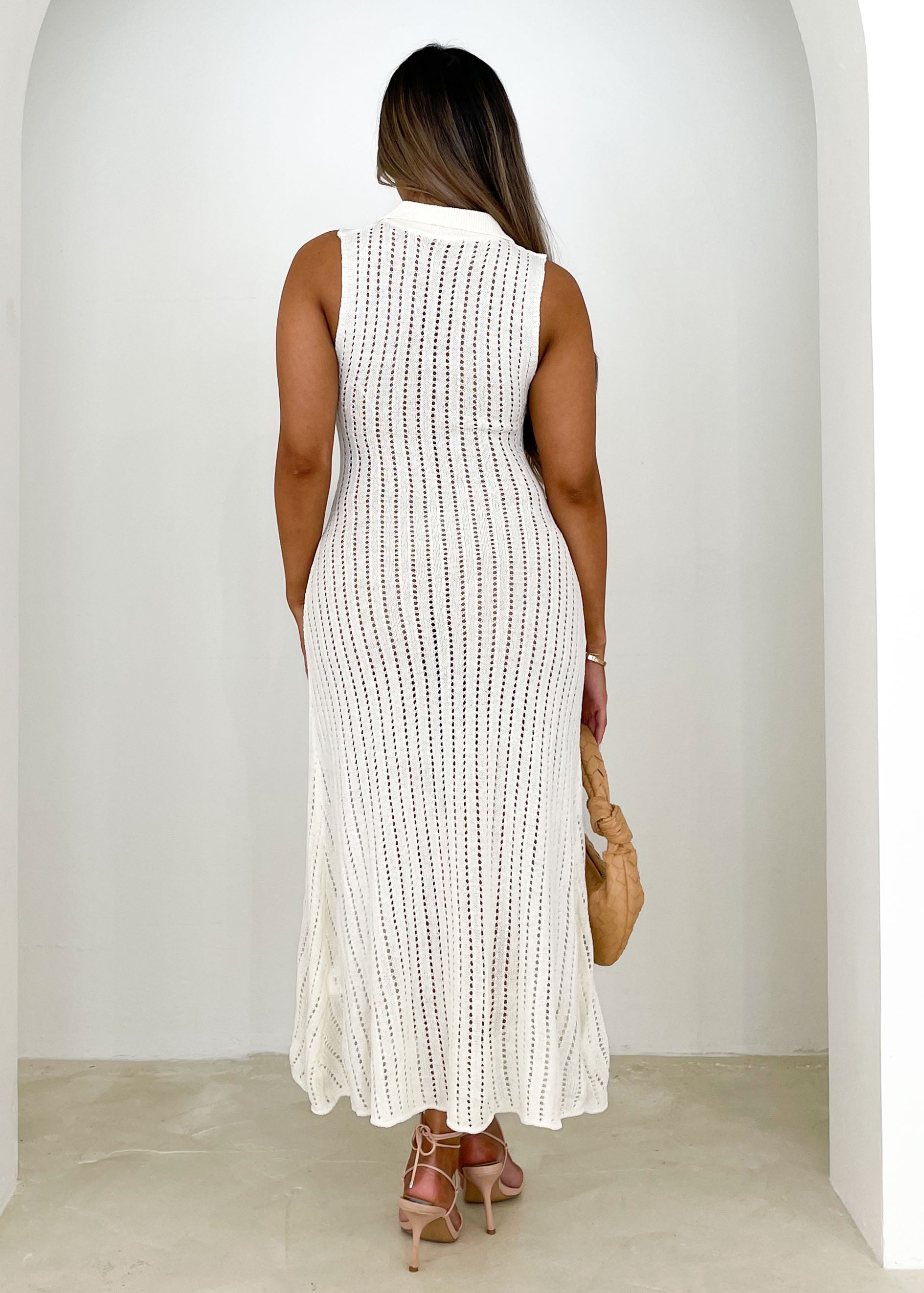 Audrey Knit Midi Dress - Off White